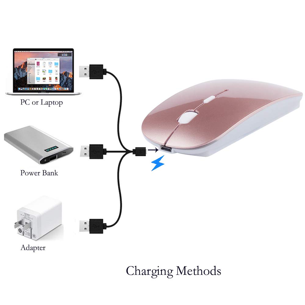 KLO Rechargeable Bluetooth Mouse (Rose Gold) | Seamless Mac & PC Connectivity - Image 5