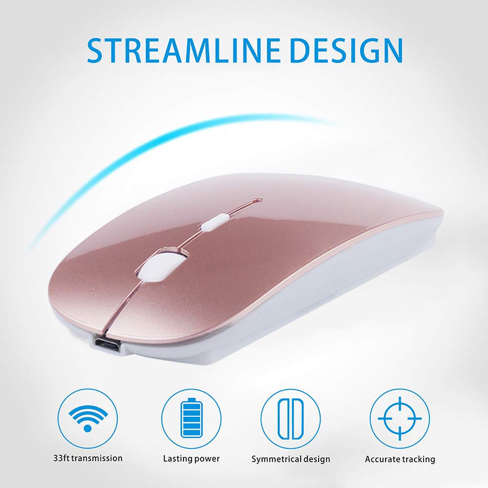 KLO Rechargeable Bluetooth Mouse (Rose Gold) | Seamless Mac & PC Connectivity - Image 6