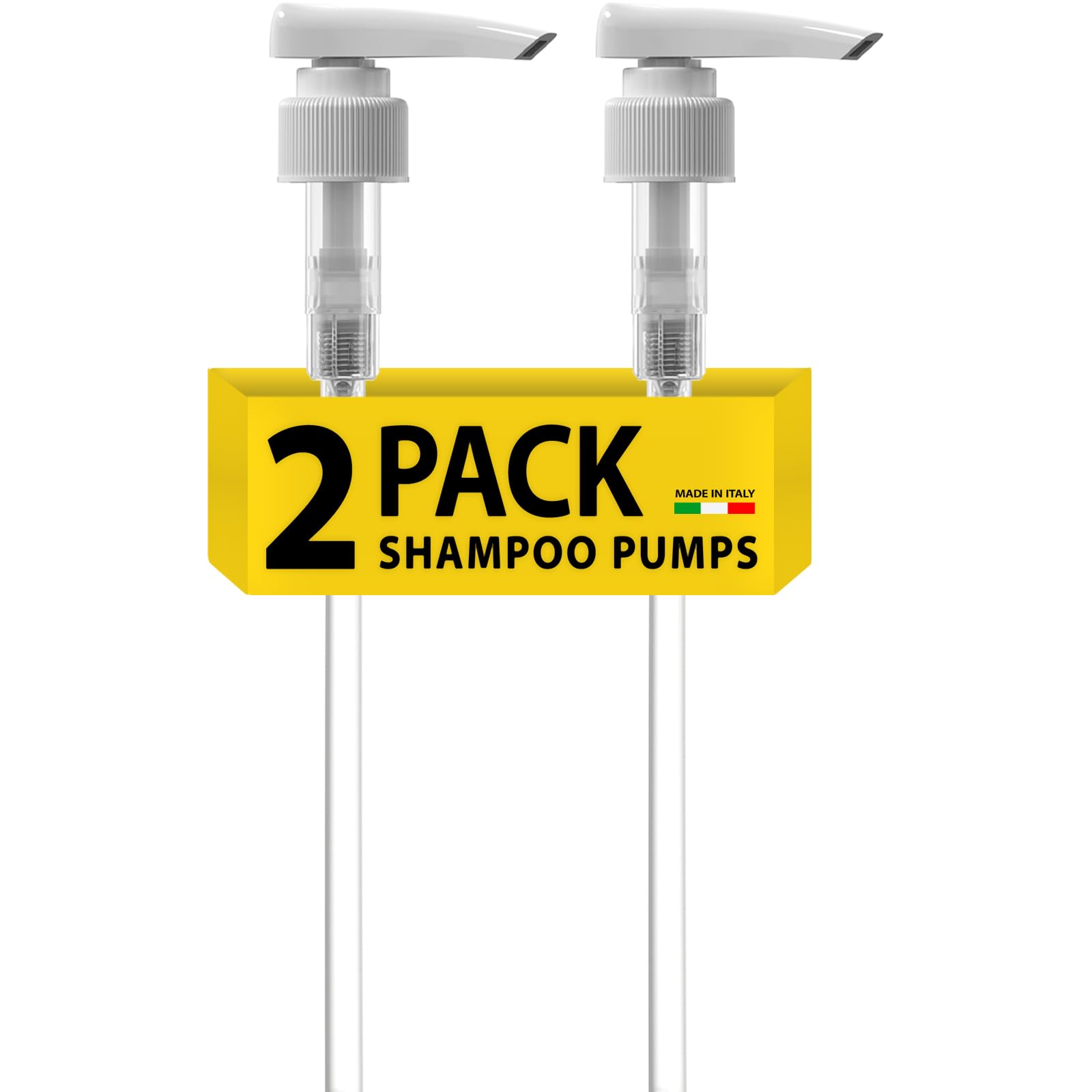 Bar5F Universal Shampoo Pump for 1L Bottles 473ml (16oz) | Fits 1" Neck | Replacement Dispenser Top (2-Pack White)
