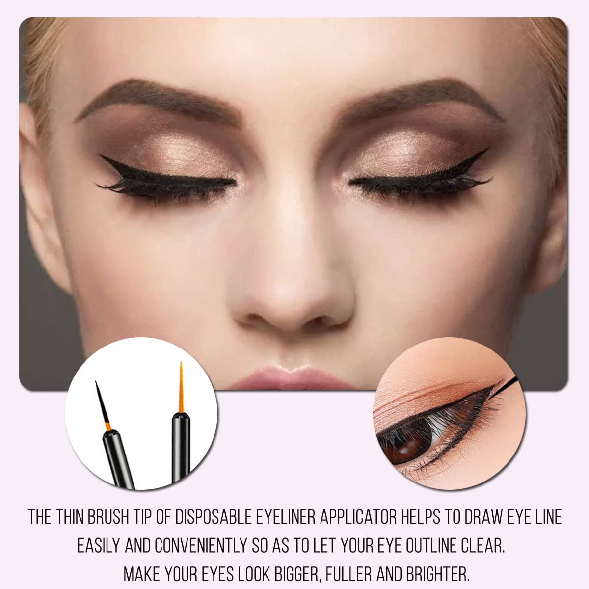 KINGMAS 100 Pack Disposable Eyeliner Brushes | Perfect Your Liner Every Time - Image 4