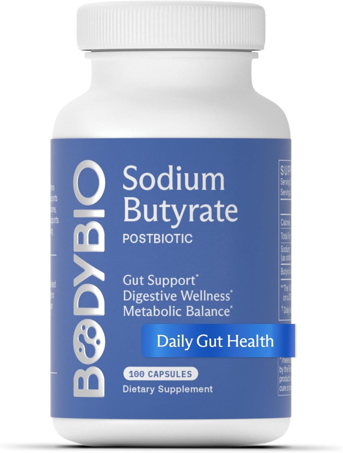 BodyBio Butyrate - Postbiotic for Gut Health, Digestive Support, Bloat, Gas & Constipation Relief, Leaky Gut Repair - Sodium + Butyric Acid Supplement for GI Wellness - Image 1