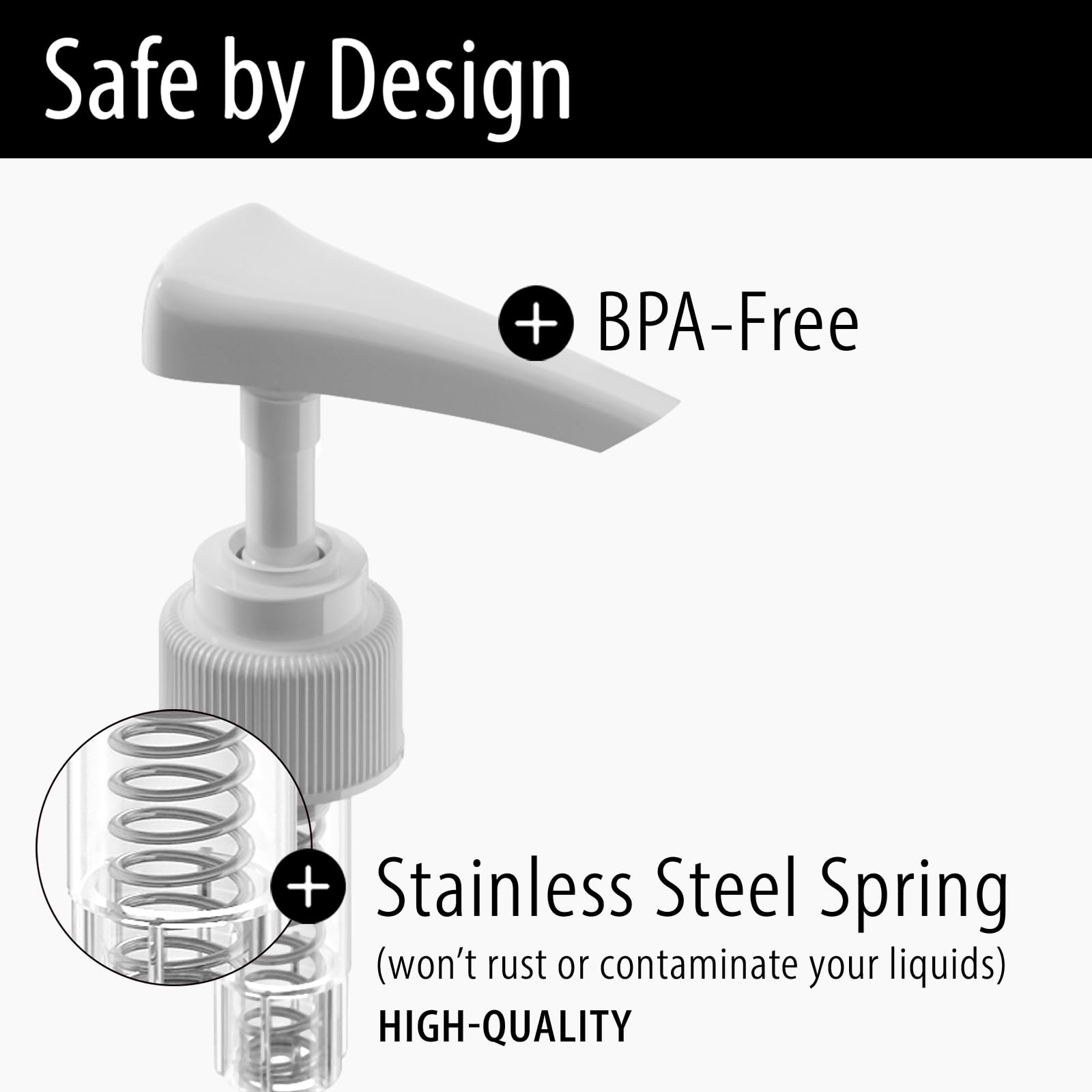 Bar5F Universal Shampoo Pump for 1L Bottles 473ml (16oz) | Fits 1" Neck | Replacement Dispenser Top (2-Pack White) - Image 4