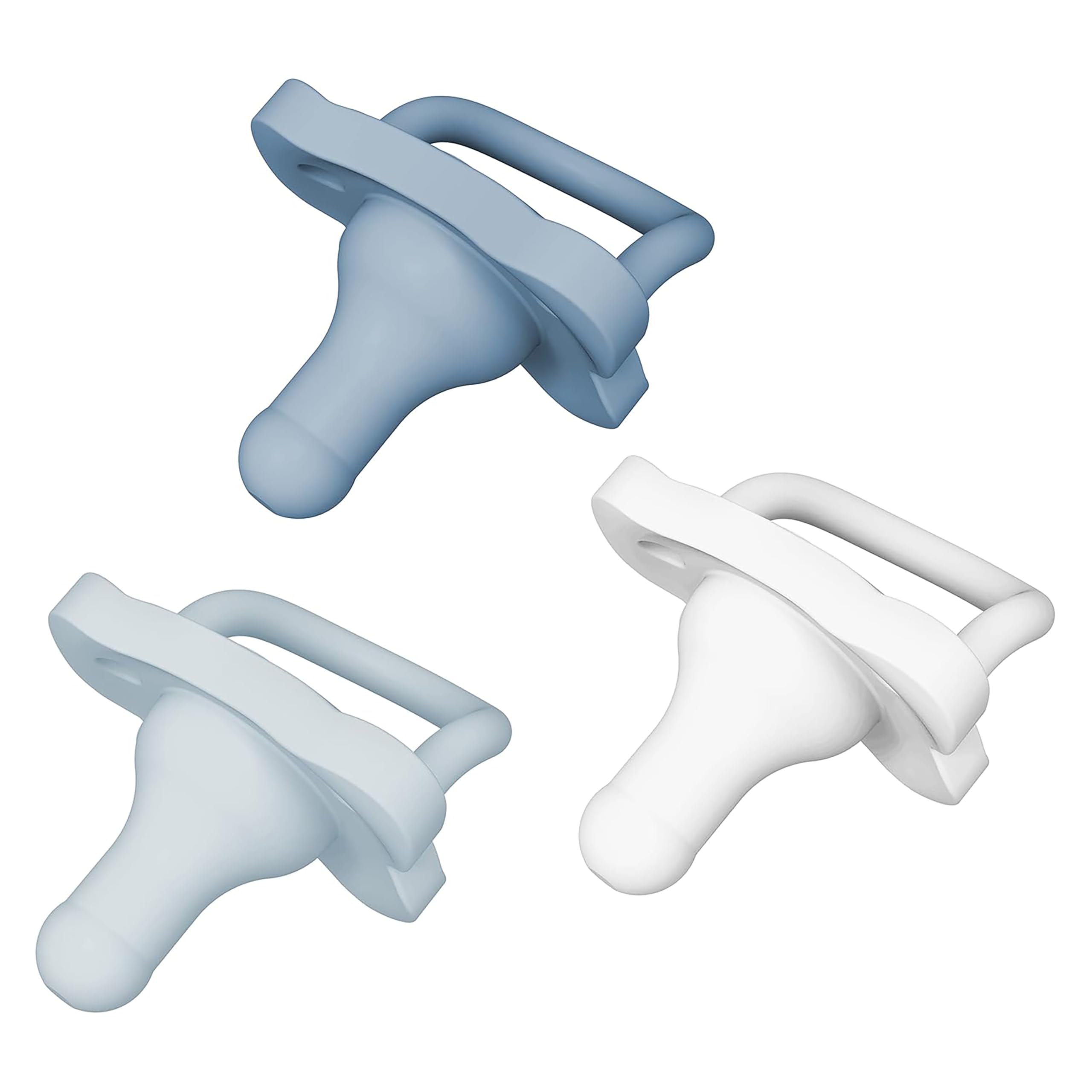 Dr. Brown's HappyPaci - Ciuccio in 100% silicone, 0-6 m, senza BPA, confezione da 3, colore: bianco, blu, azzurro - Image 1