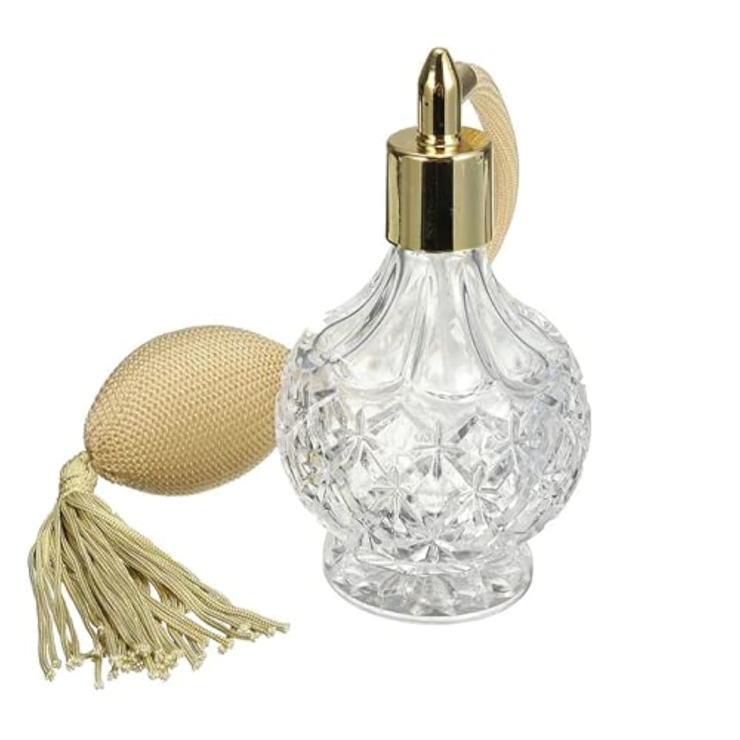 BOGZON Vintage Crystal Perfume Atomizer 80ml | Elegant Refillable Glass Bottle with Gold Tassels