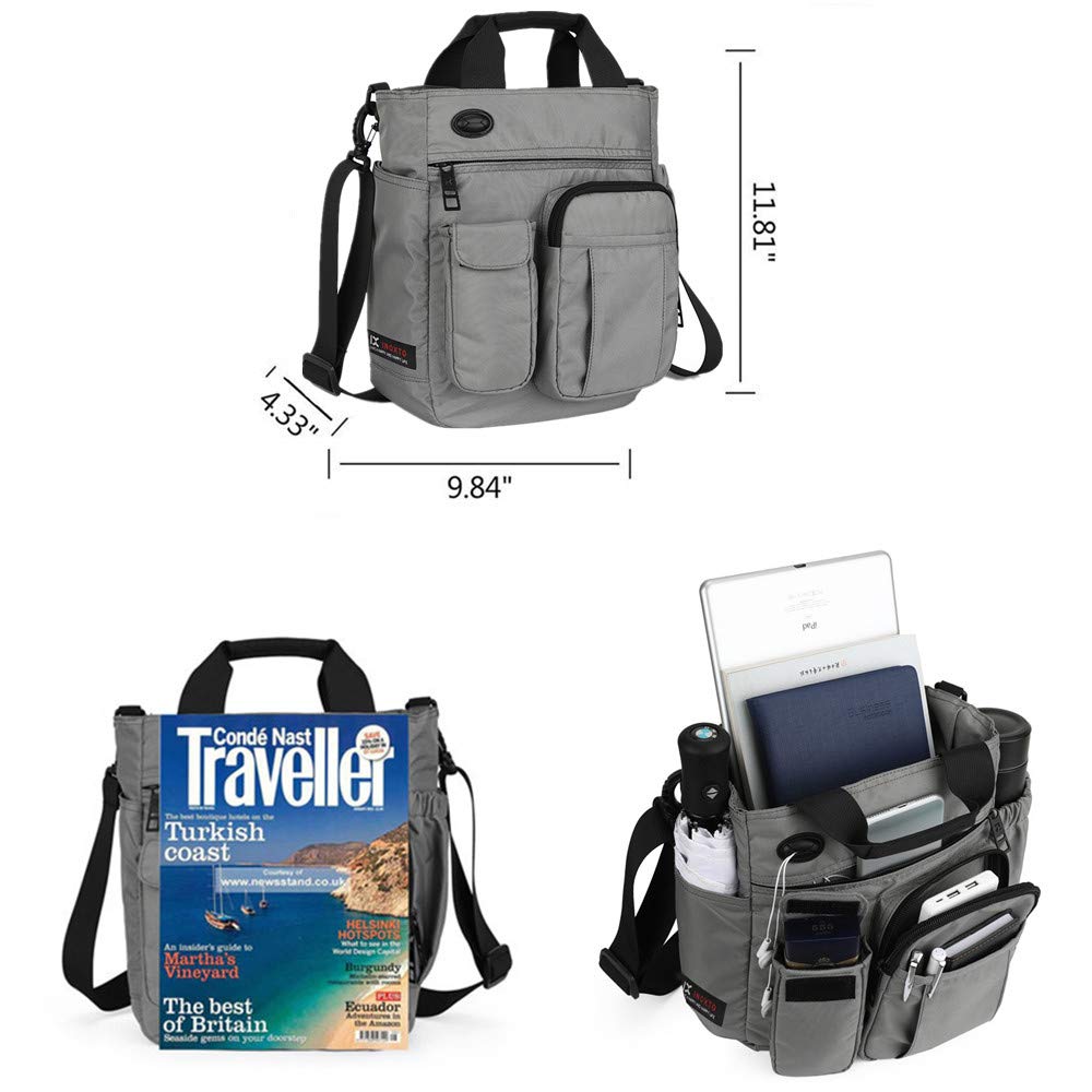 AlwaySky, Borsa da uomo da portare a spalla grigia 30 x 25 x 11 cm, grigio, 30 * 25 * 11 cm/11.8"*9.8"*4.3", Utility thumbnail 3