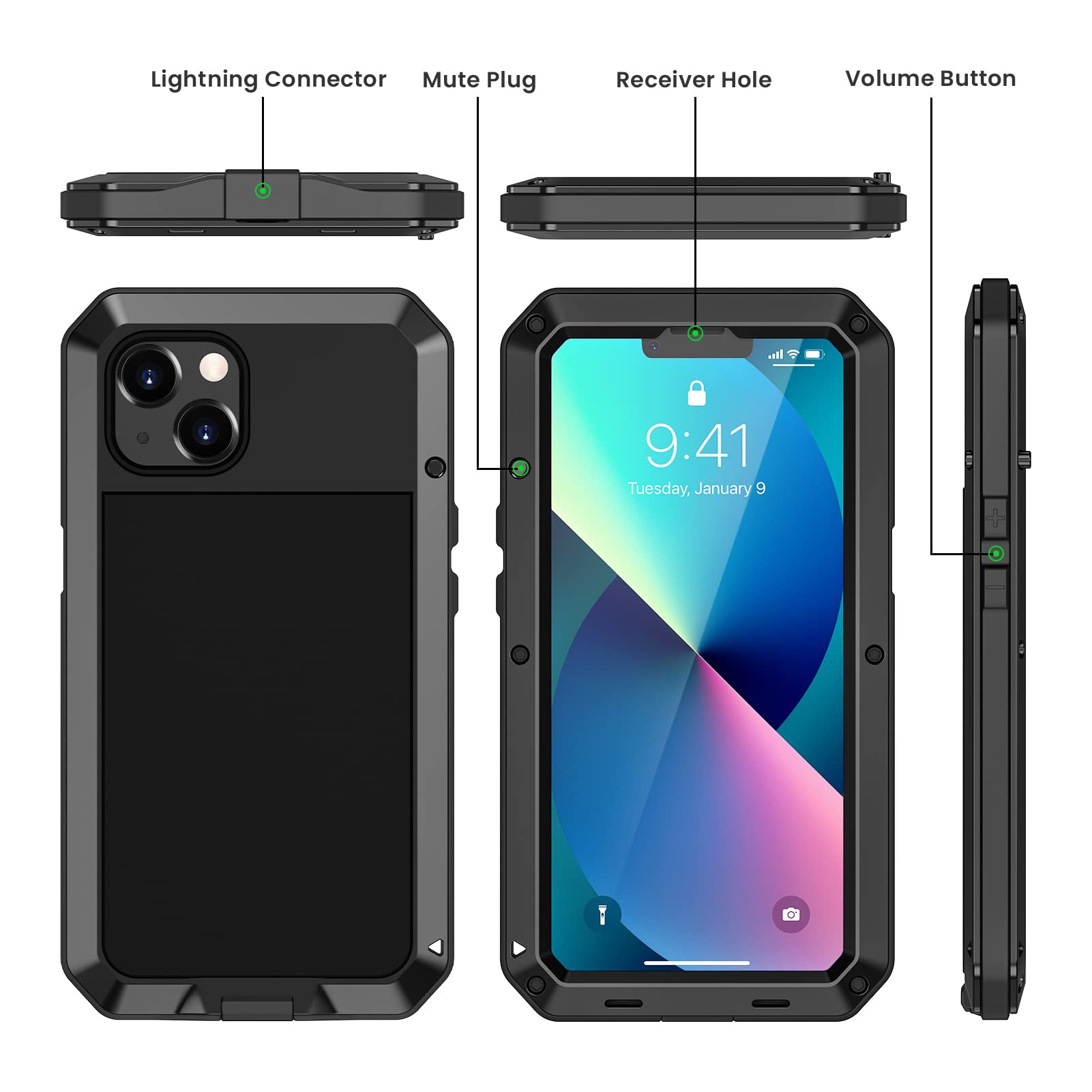 Lanhiem iPhone 13 Metal Case | Heavy Duty Shockproof Protection - Image 5