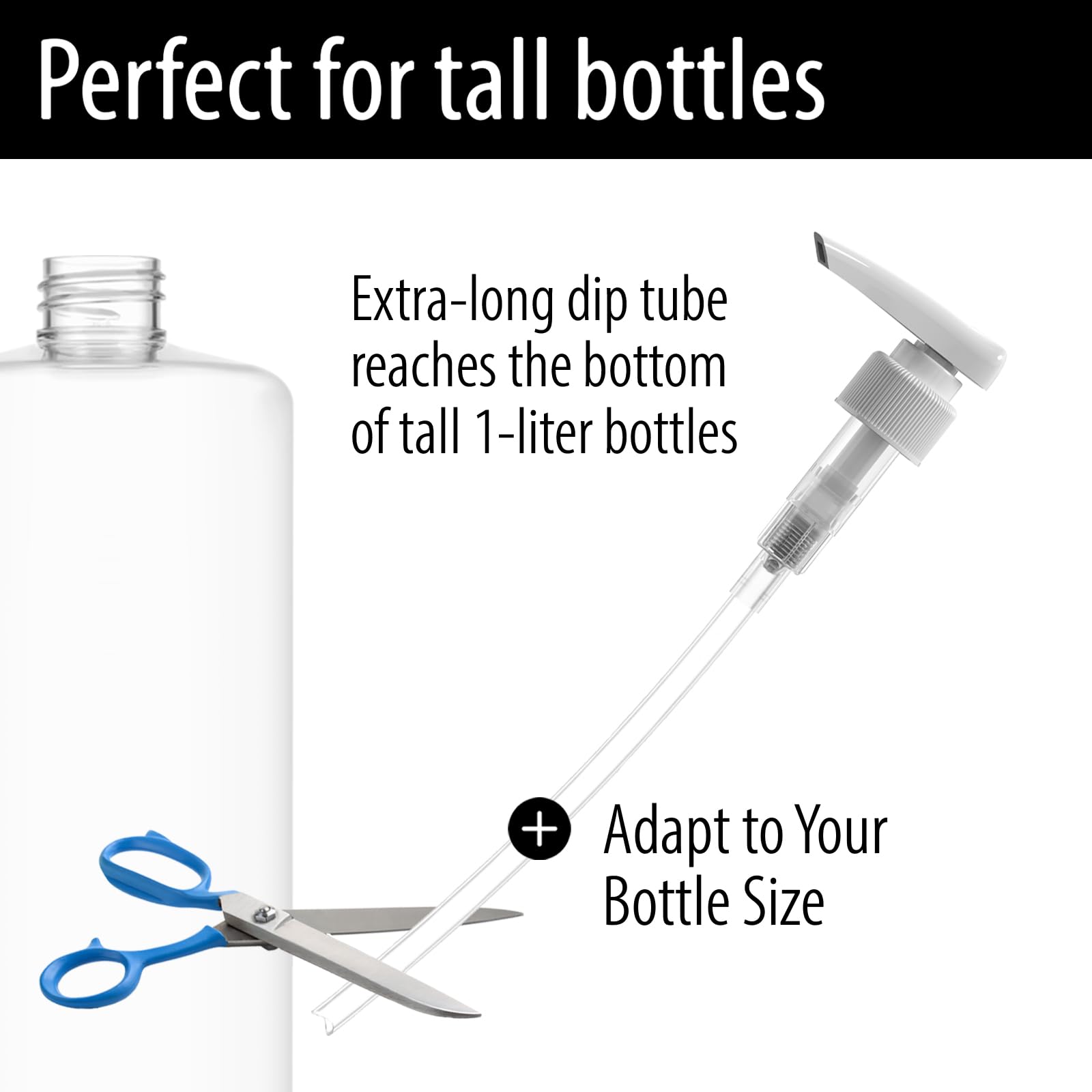 Bar5F Universal Shampoo Pump for 1L Bottles 473ml (16oz) | Fits 1" Neck | Replacement Dispenser Top (2-Pack White) - Image 5