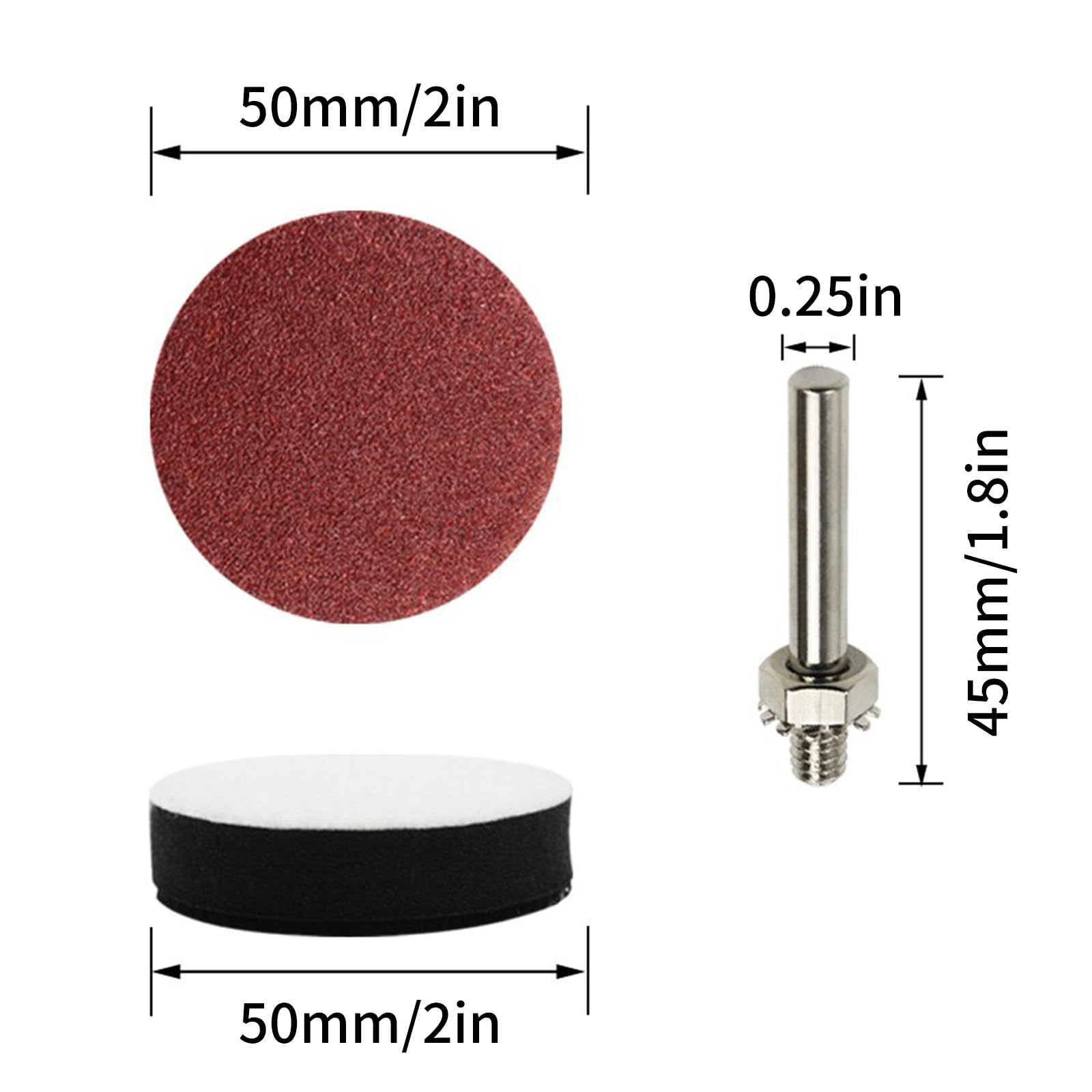Coceca 5,1 cm 100pcs dischi abrasivi Pad kit per trapano smerigliatrice utensili rotanti con Backer Plate 1/10,2 cm gambo include 80 – 3000 Grit Sandpapers, rosso thumbnail 3