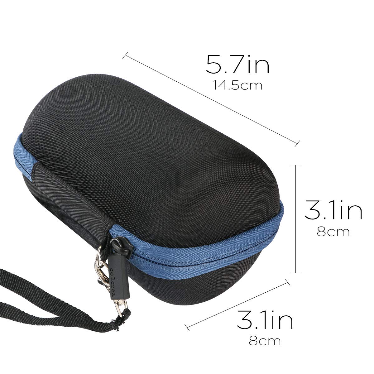 co2crea - Custodia rigida da viaggio per Sony SRS-XB12 altoparlante portatile wireless Bluetooth, custodia nera + interno azzurro thumbnail 4