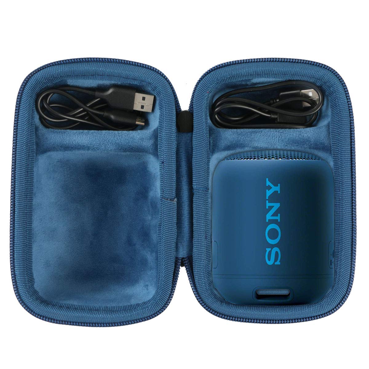 co2crea - Custodia rigida da viaggio per Sony SRS-XB12 altoparlante portatile wireless Bluetooth, custodia nera + interno azzurro - Image 1