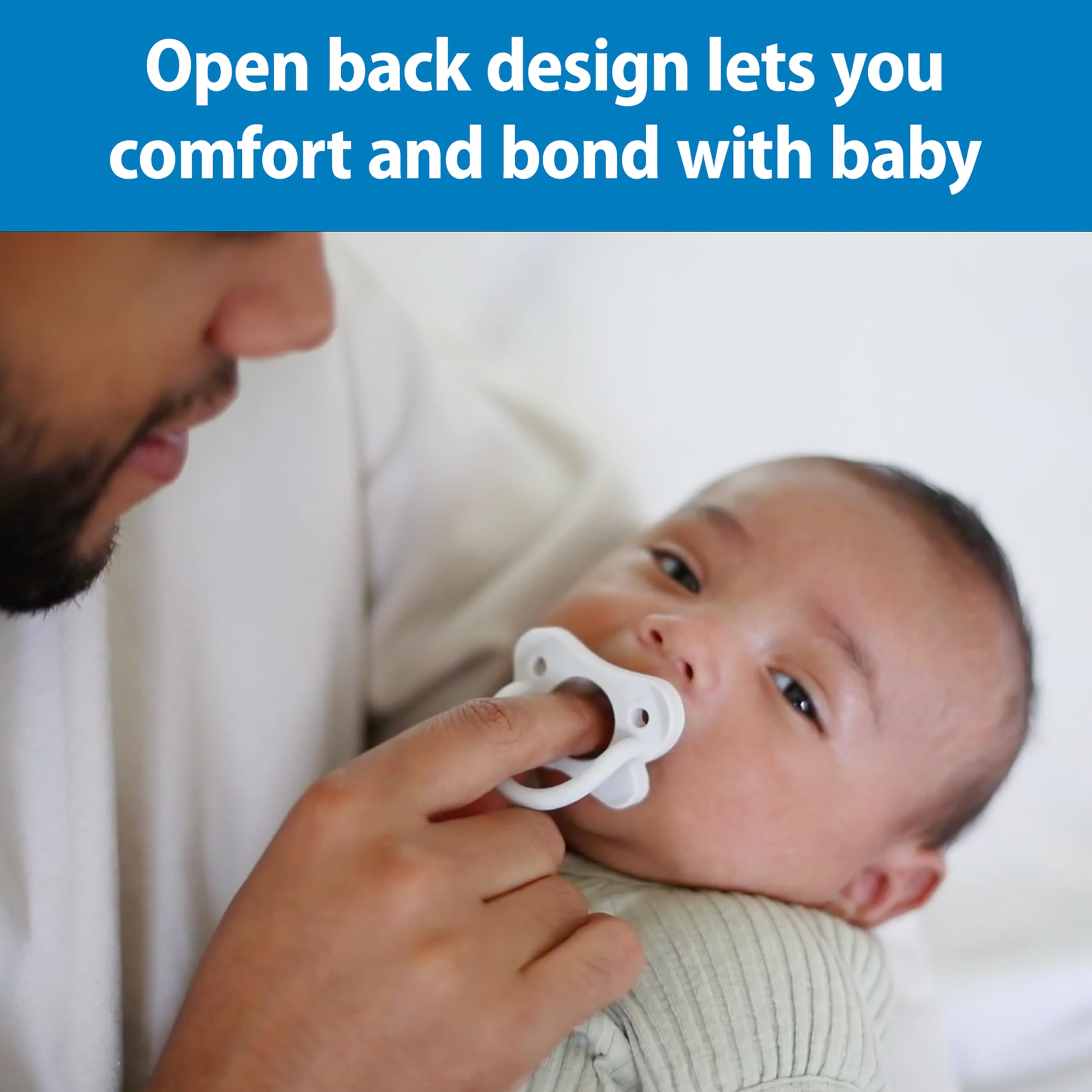 Dr. Brown's HappyPaci - Ciuccio in 100% silicone, 0-6 m, senza BPA, confezione da 3, colore: bianco, blu, azzurro thumbnail 7