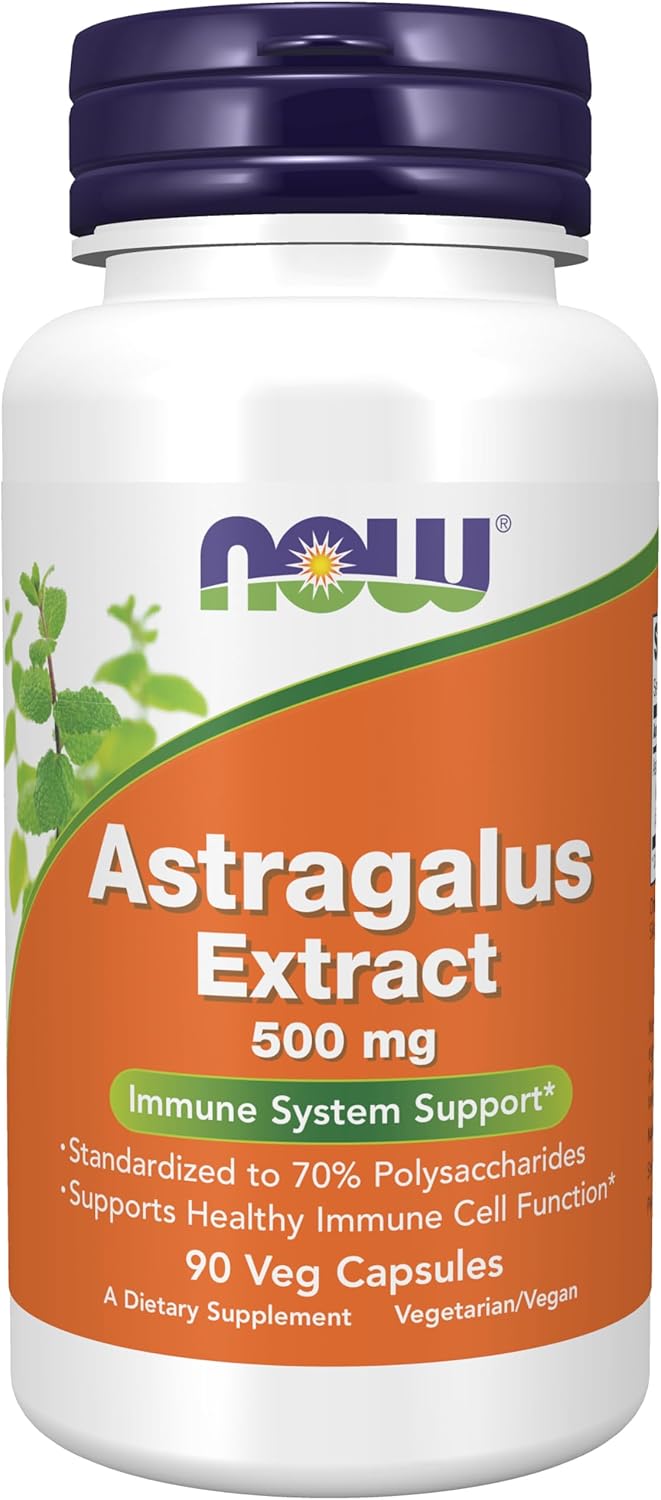 NOW Foods Immune Support Supplements, Astragalus Extract 500 mg (Standardized to 70% Polysaccharides), 90 Veg Capsules - Image 1