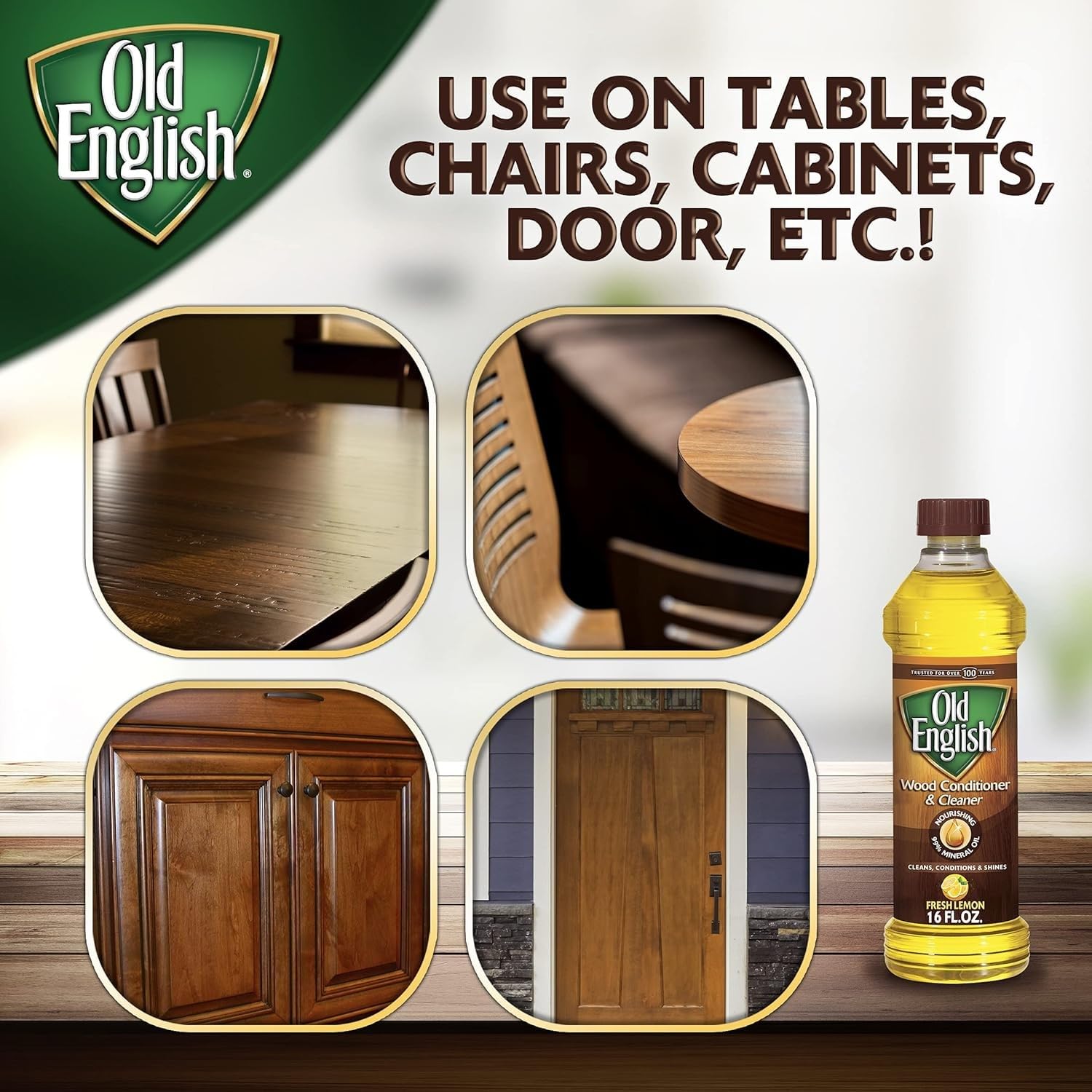 Old English Lemon Oil Furniture Polish 473ml (16oz) | Restore Wood Shine Instantly - Image 5