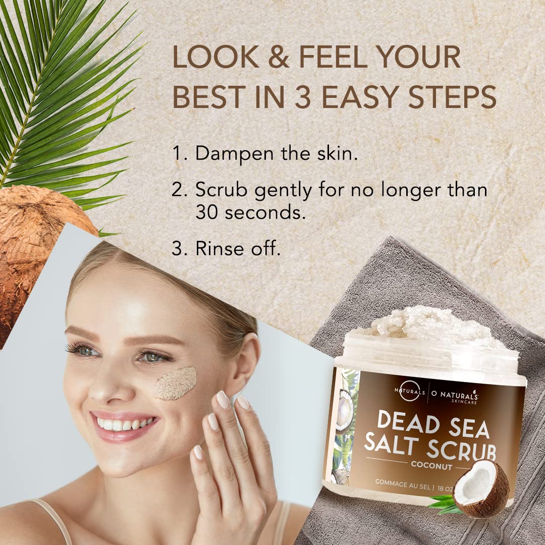 O Naturals Dead Sea Salt Scrub 510g (18oz) | Deeply Moisturize & Exfoliate - Image 6
