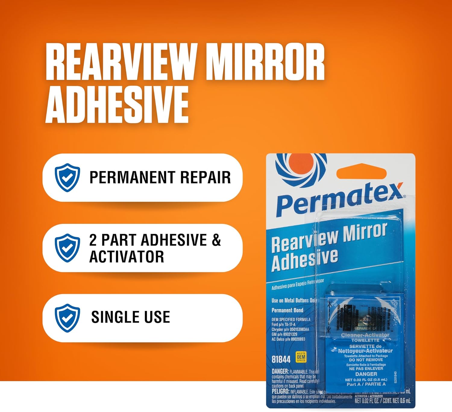 Permatex Rearview Mirror Adhesive, Adhesive .3ml/Primer .6ml (81844) - Image 4