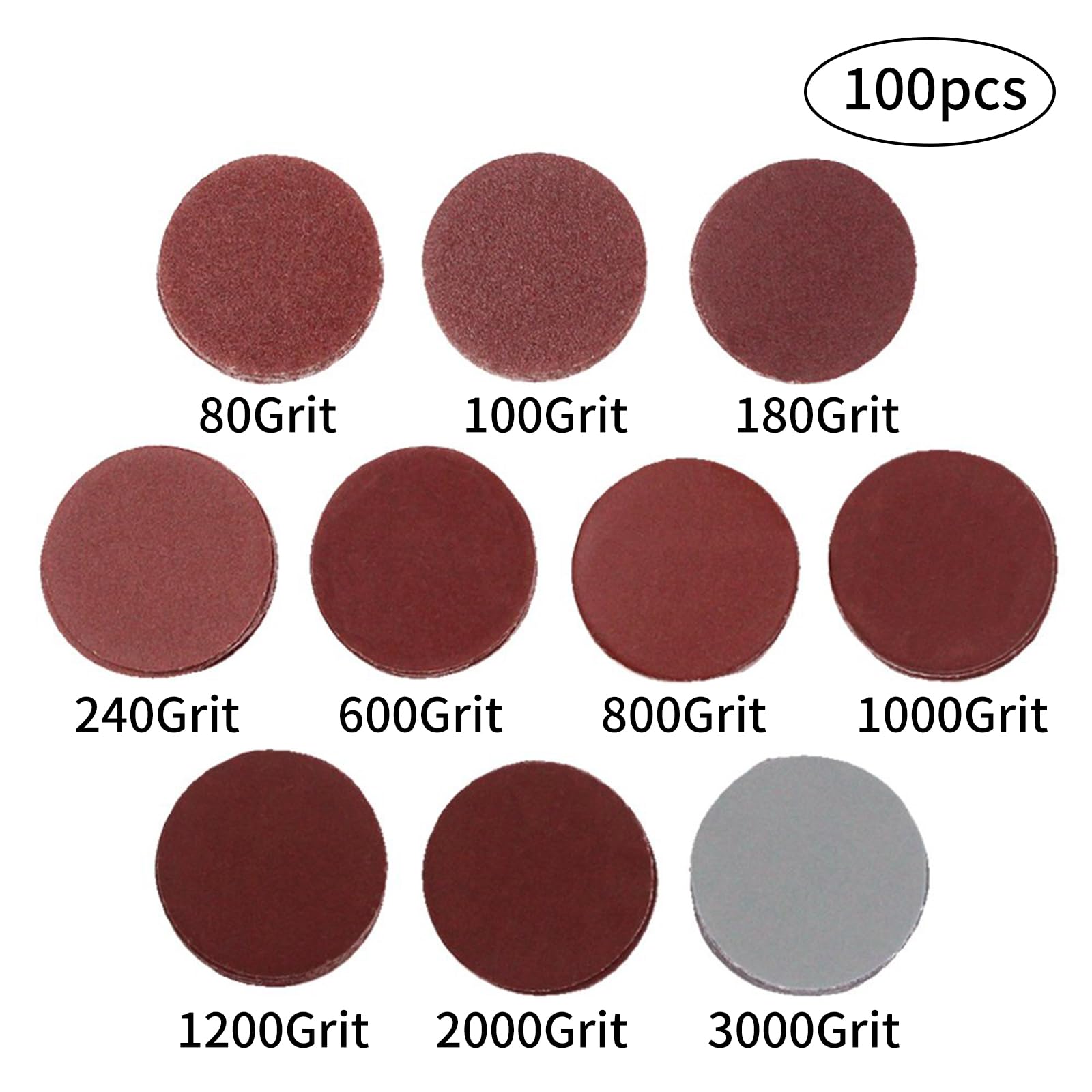 Coceca 5,1 cm 100pcs dischi abrasivi Pad kit per trapano smerigliatrice utensili rotanti con Backer Plate 1/10,2 cm gambo include 80 – 3000 Grit Sandpapers, rosso thumbnail 2