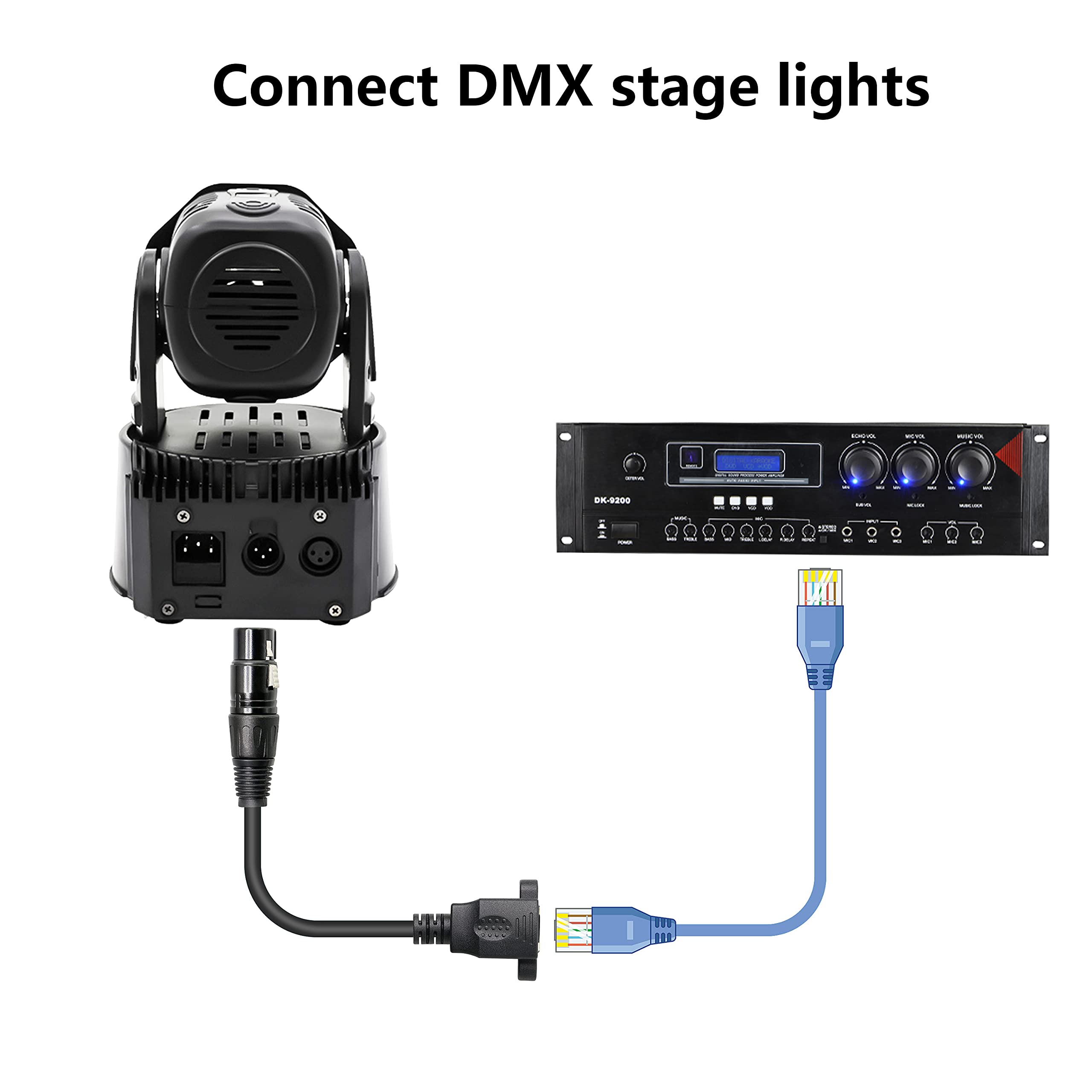 GELRHONR XLR 3-Pin Male to RJ45 Female Adapter Cable 1.1ft | Extend DMX Signals Over Ethernet - Image 4