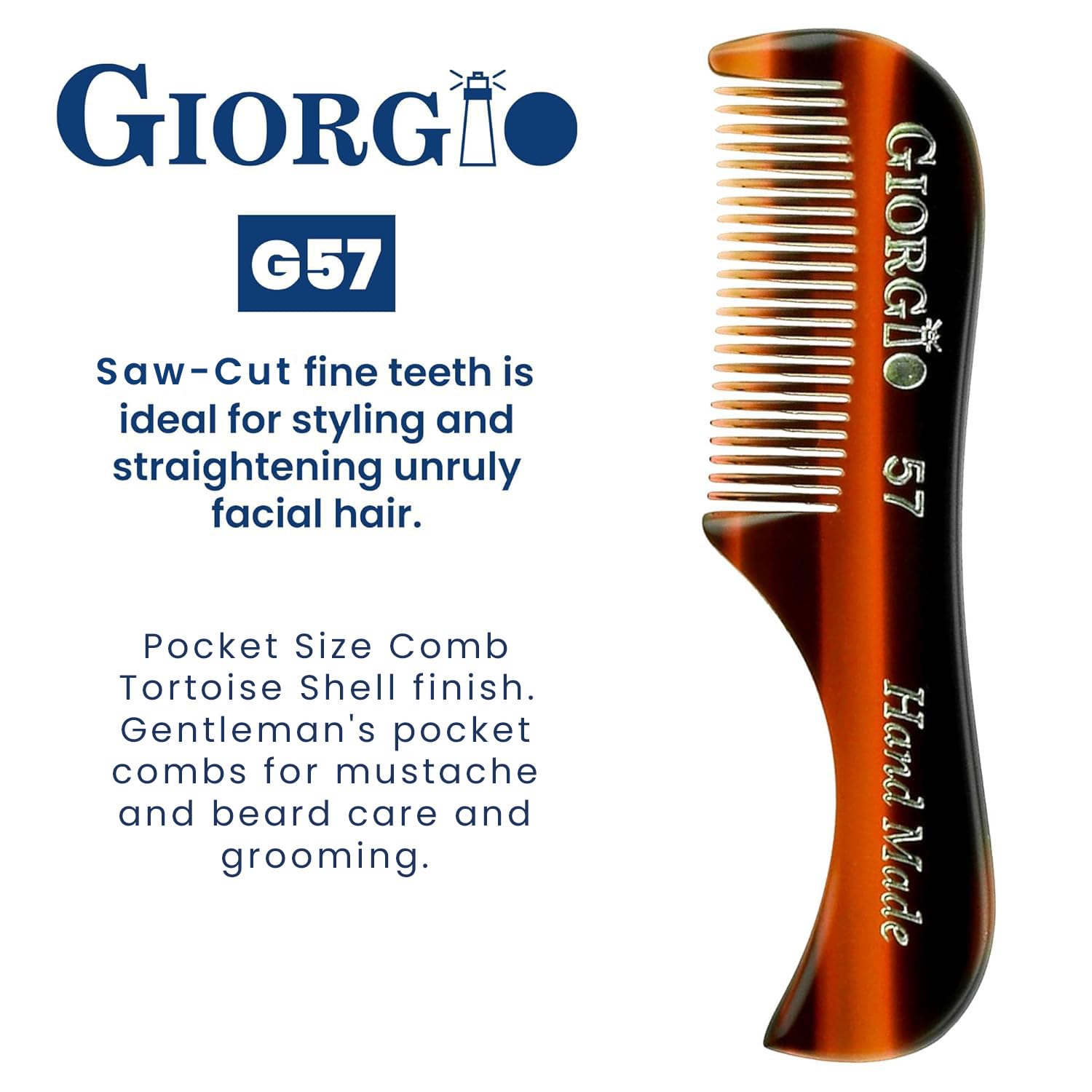 GIORGIO G57 Extra Small Beard Comb | Perfect Grooming for Your Mustache & Beard - Image 4