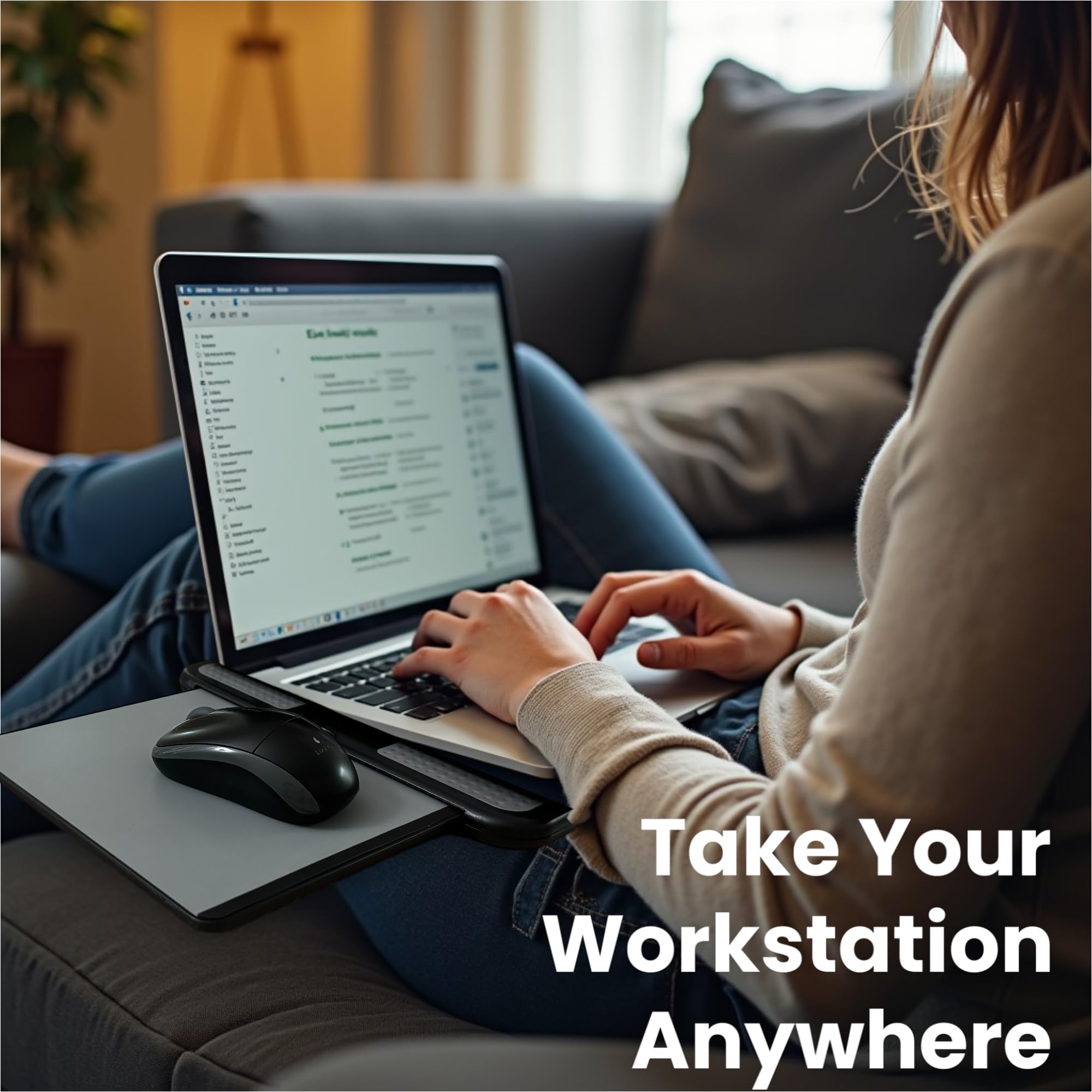 MAX SMART Portable Laptop Lap Pad with Mouse Tray | Stable Work Surface Anywhere (Adjustable) - Image 6