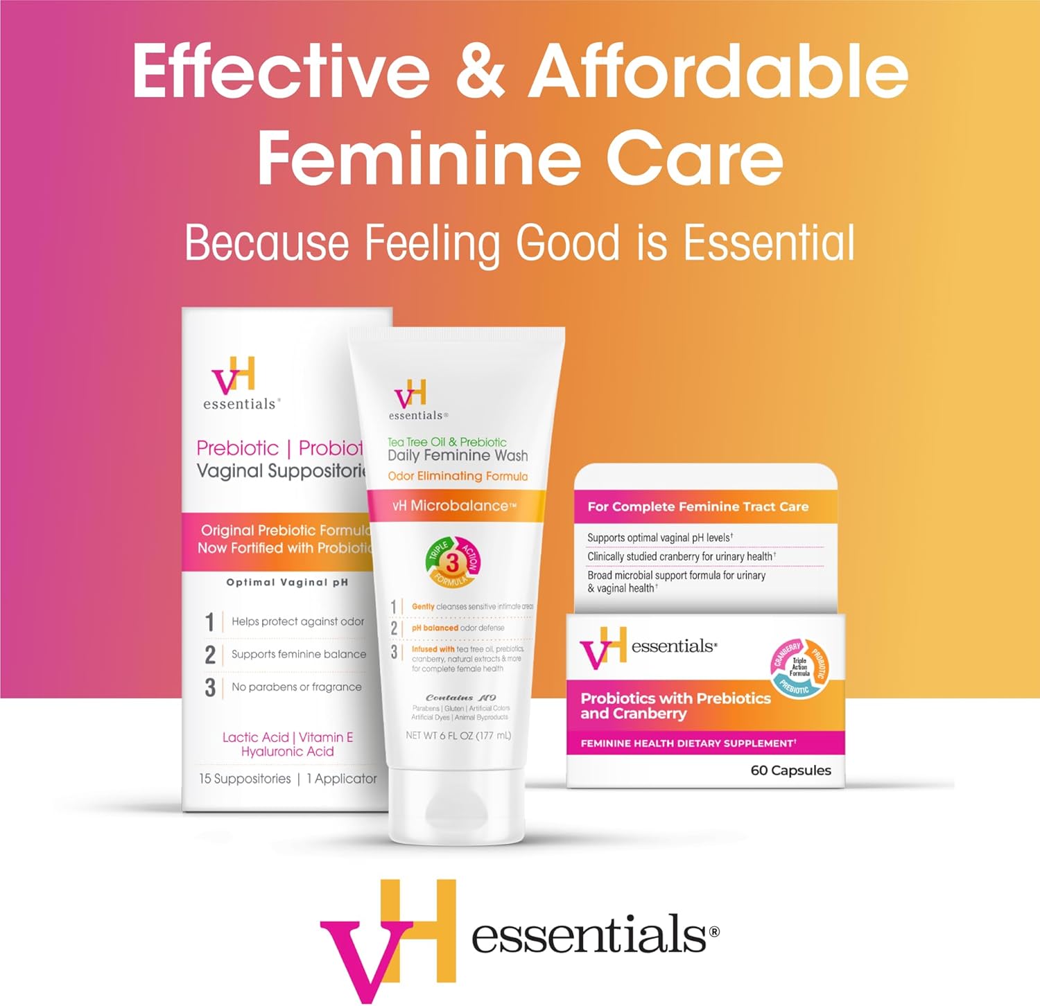 vH Essentials Probiotics for Women with Prebiotics, Cranberry & Vitamin C - 60 Capsules (30 Day Supply) - Women's Probiotics Support Gut Balance, Feminine Health & Urinary Tract Health for Women - Image 6