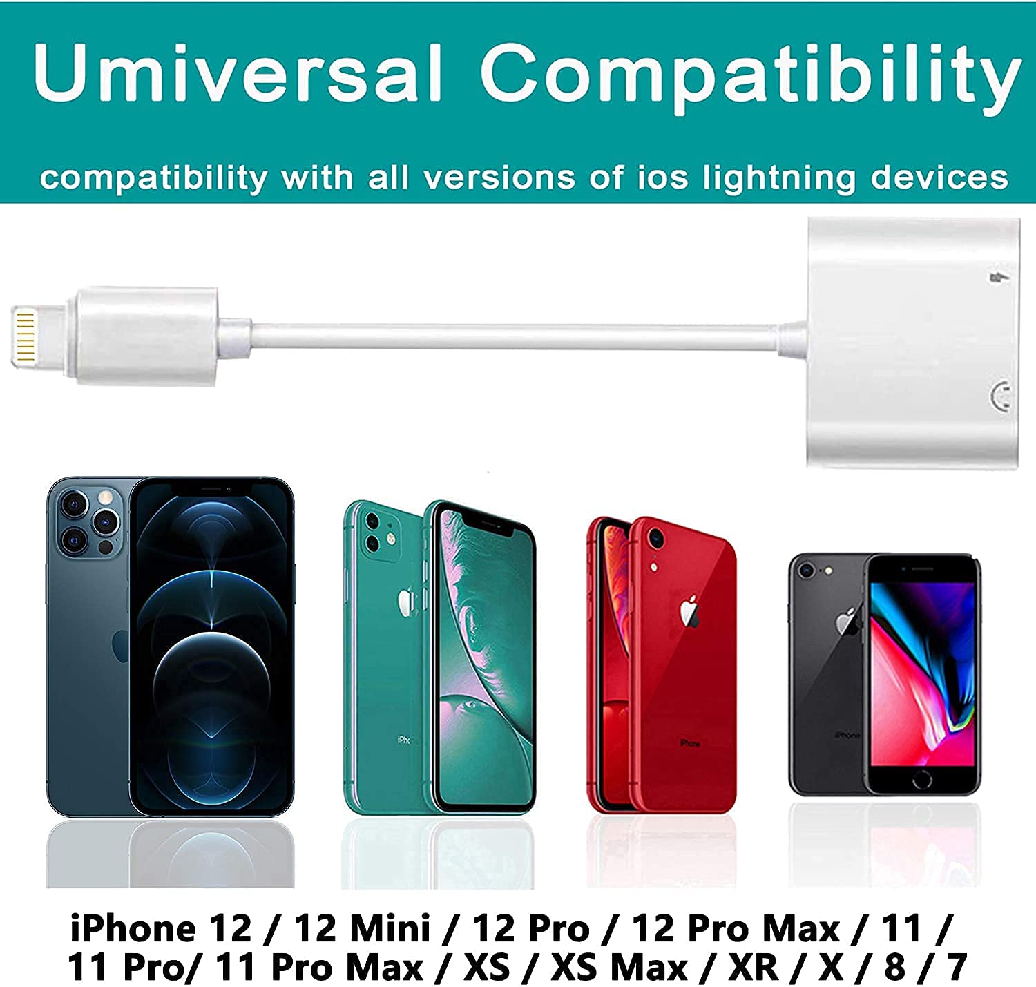 DESOFICON Dual Lightning & Aux Audio Adapter for iPhone 14/13/12/11 (NOT iPhone 15) | Listen & Charge Simultaneously - Image 6