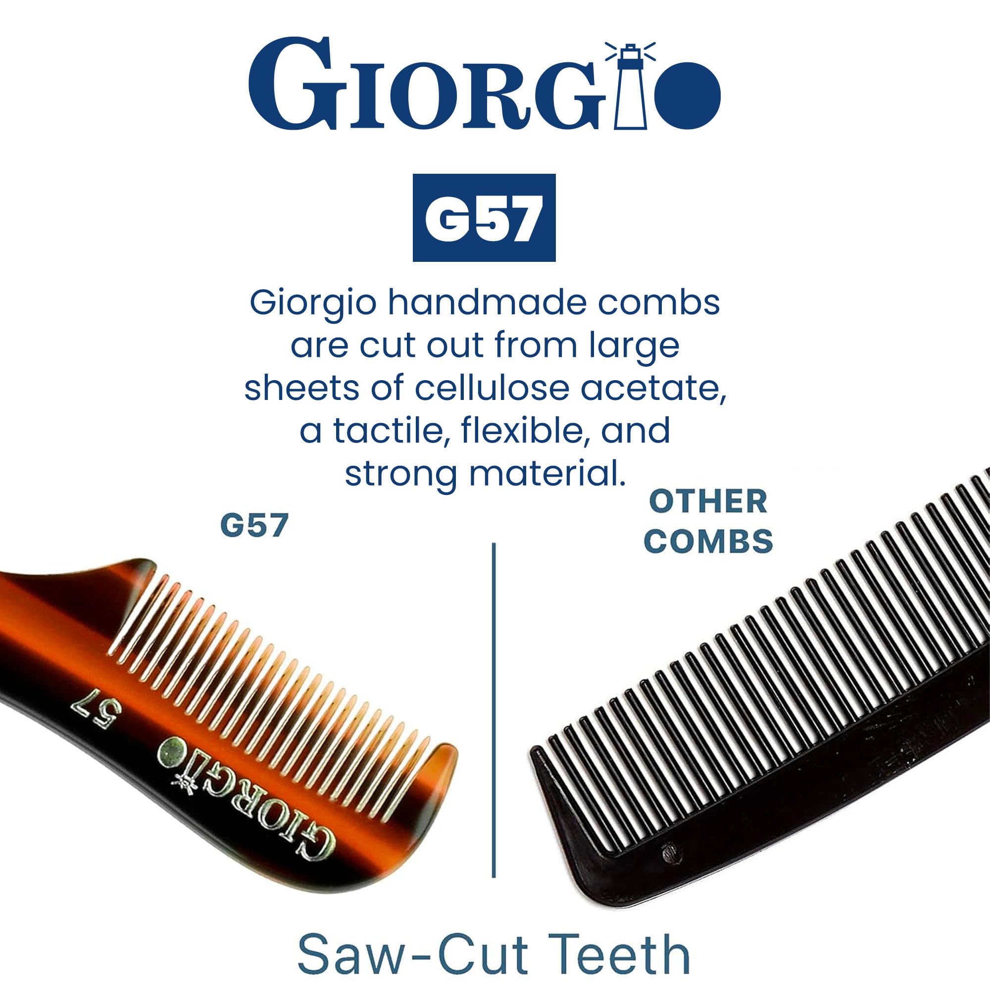 GIORGIO G57 Extra Small Beard Comb | Perfect Grooming for Your Mustache & Beard - Image 5
