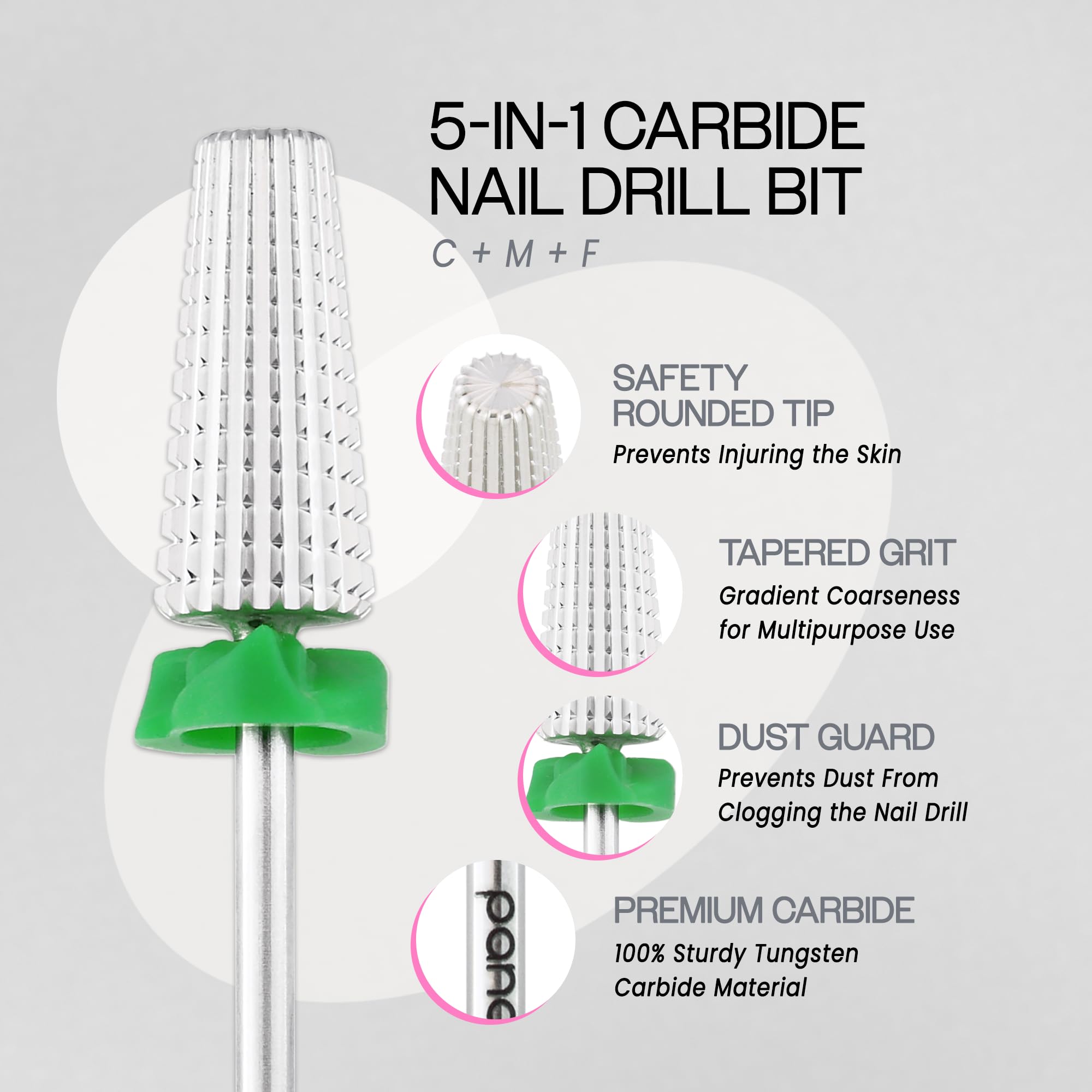 PANA 5-in-1 Carbide Nail Drill Bit (Coarse) | Effortless Acrylic & Gel Removal - Image 6