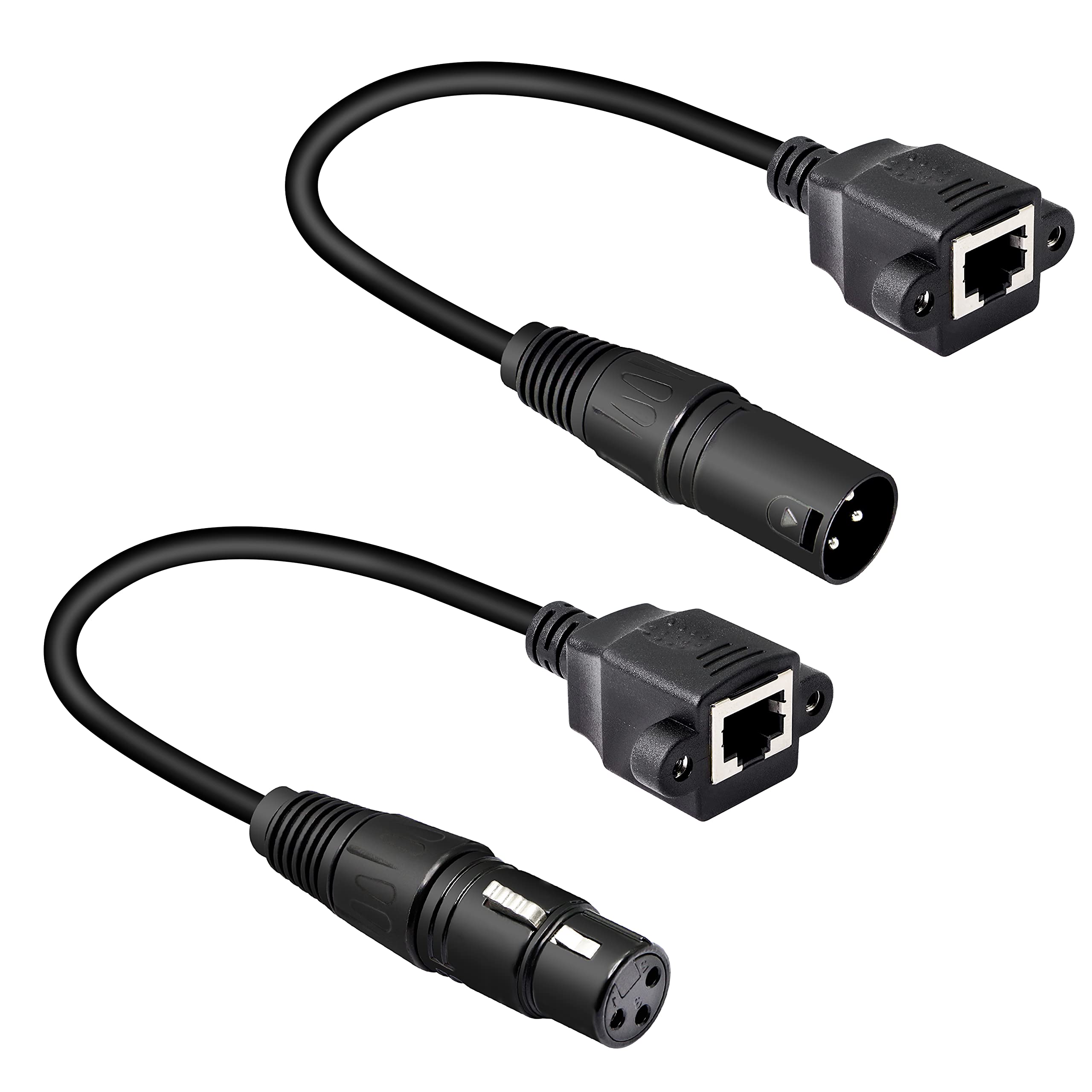 GELRHONR XLR 3-Pin Male to RJ45 Female Adapter Cable 1.1ft | Extend DMX Signals Over Ethernet