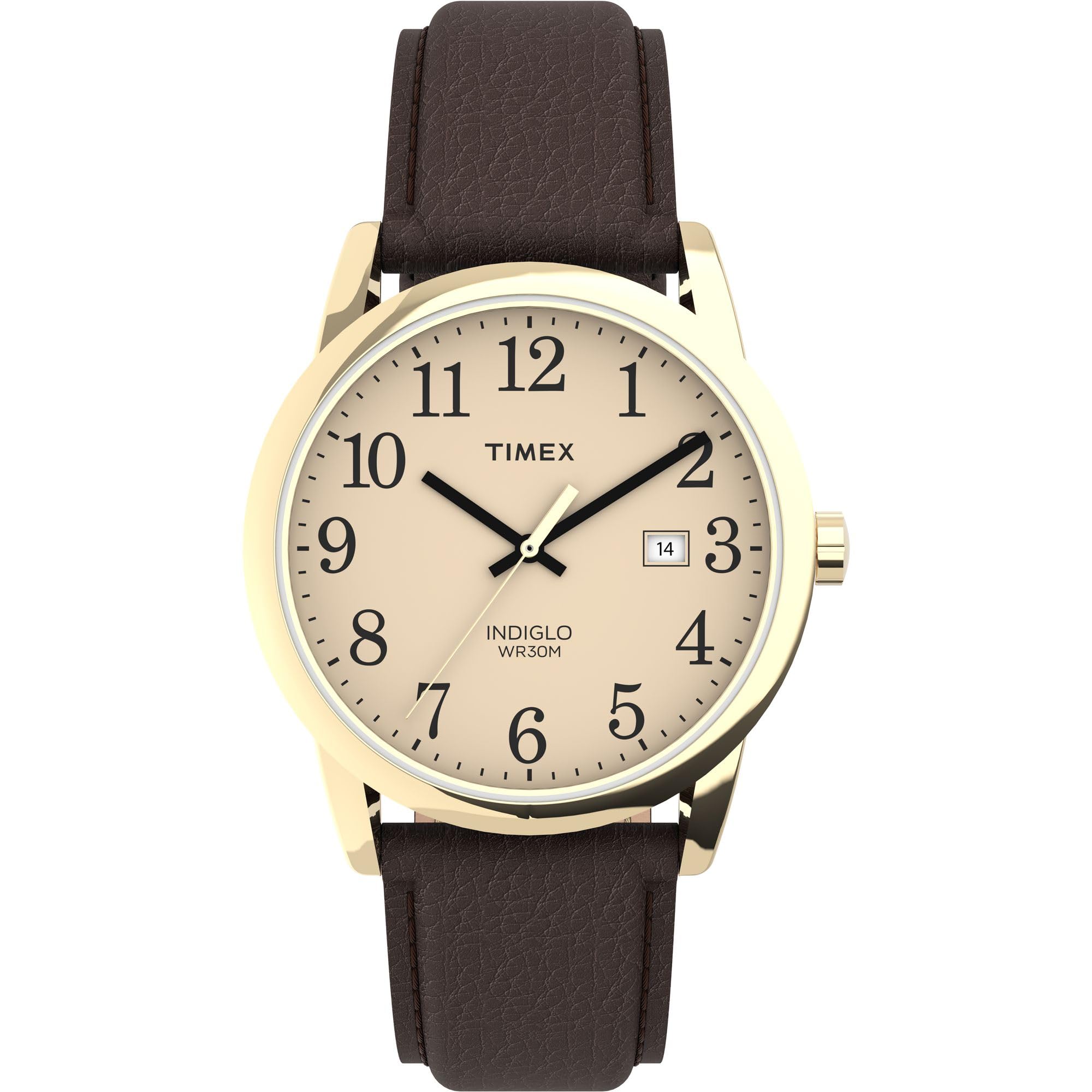 Timex Men's Easy Reader 38mm Brown Leather Strap Watch | Classic Style, USA Authentic