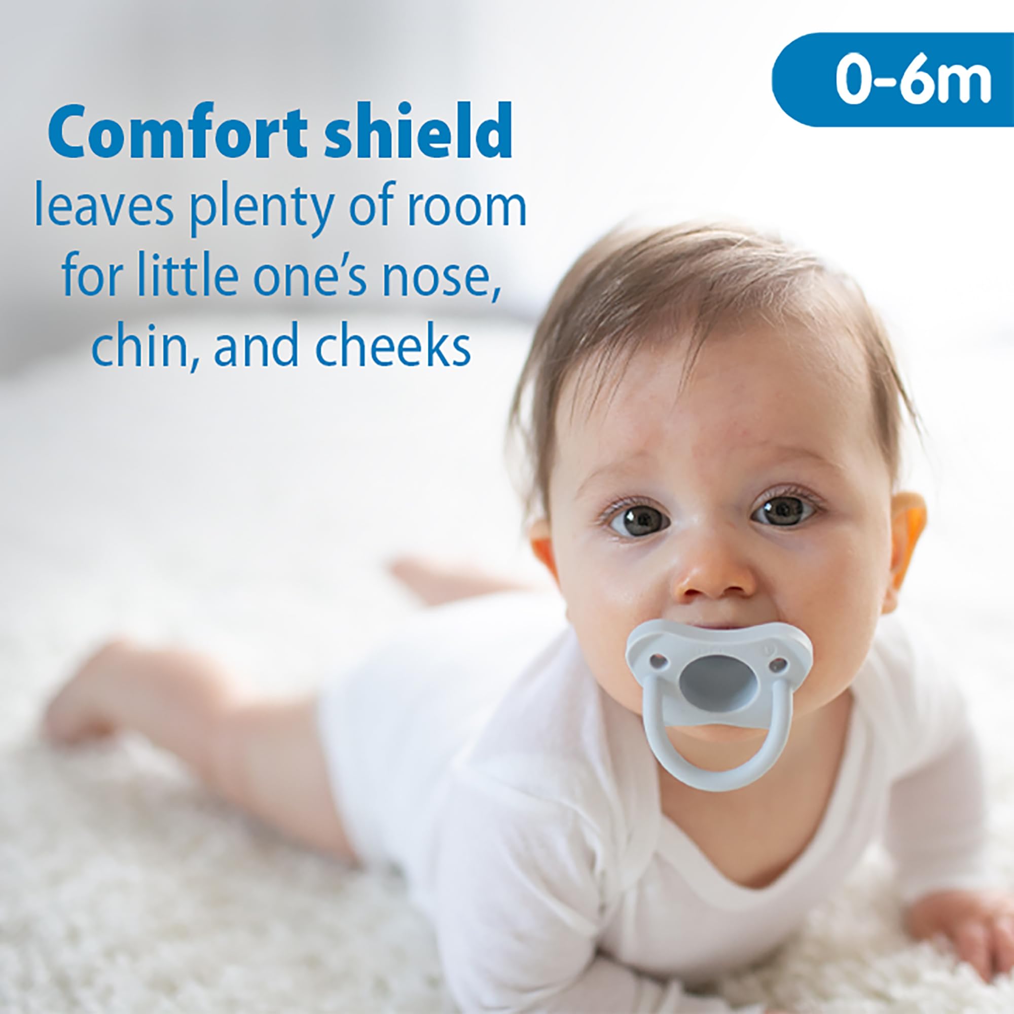 Dr. Brown's HappyPaci - Ciuccio in 100% silicone, 0-6 m, senza BPA, confezione da 3, colore: bianco, blu, azzurro thumbnail 6