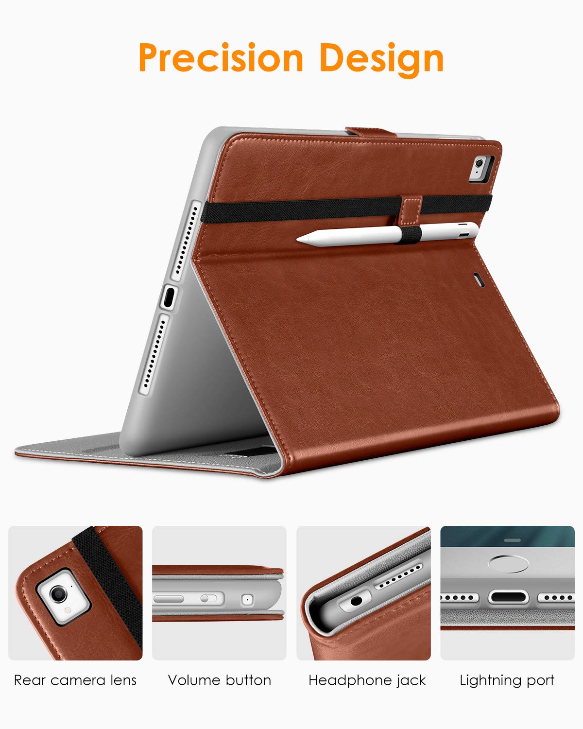 DTTO Premium Leather Folio Case for iPad 9.7 Inch (2018/2017) | Protects Your iPad & Holds Apple Pencil - Image 4