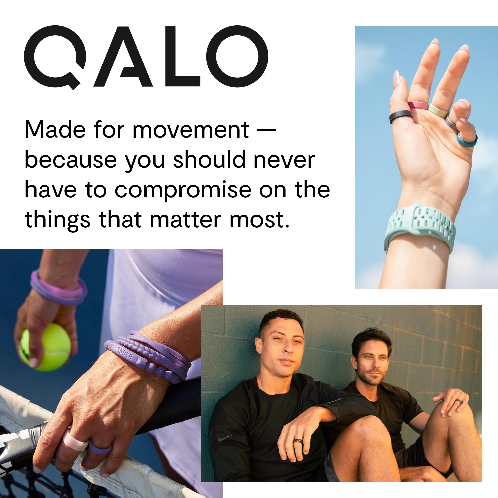 QALO Basic & Flat Silicone Ring Black/Grey Size 9 | Durable & Breathable Wedding Band - Image 5