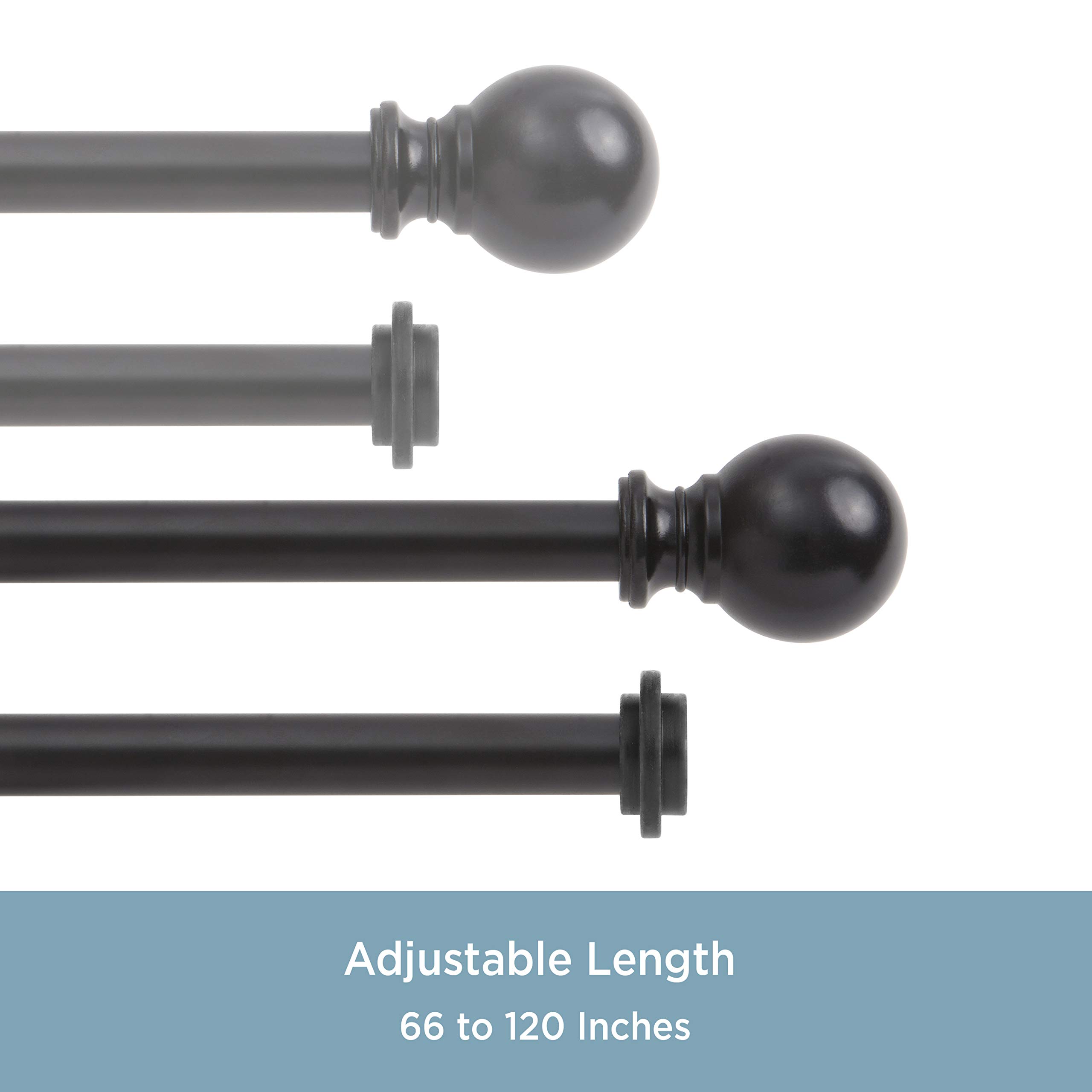 Kenney Ball End Double Curtain Rod 168-305cm (66-120") Matte Black | Elevate Your Window Decor - Image 5
