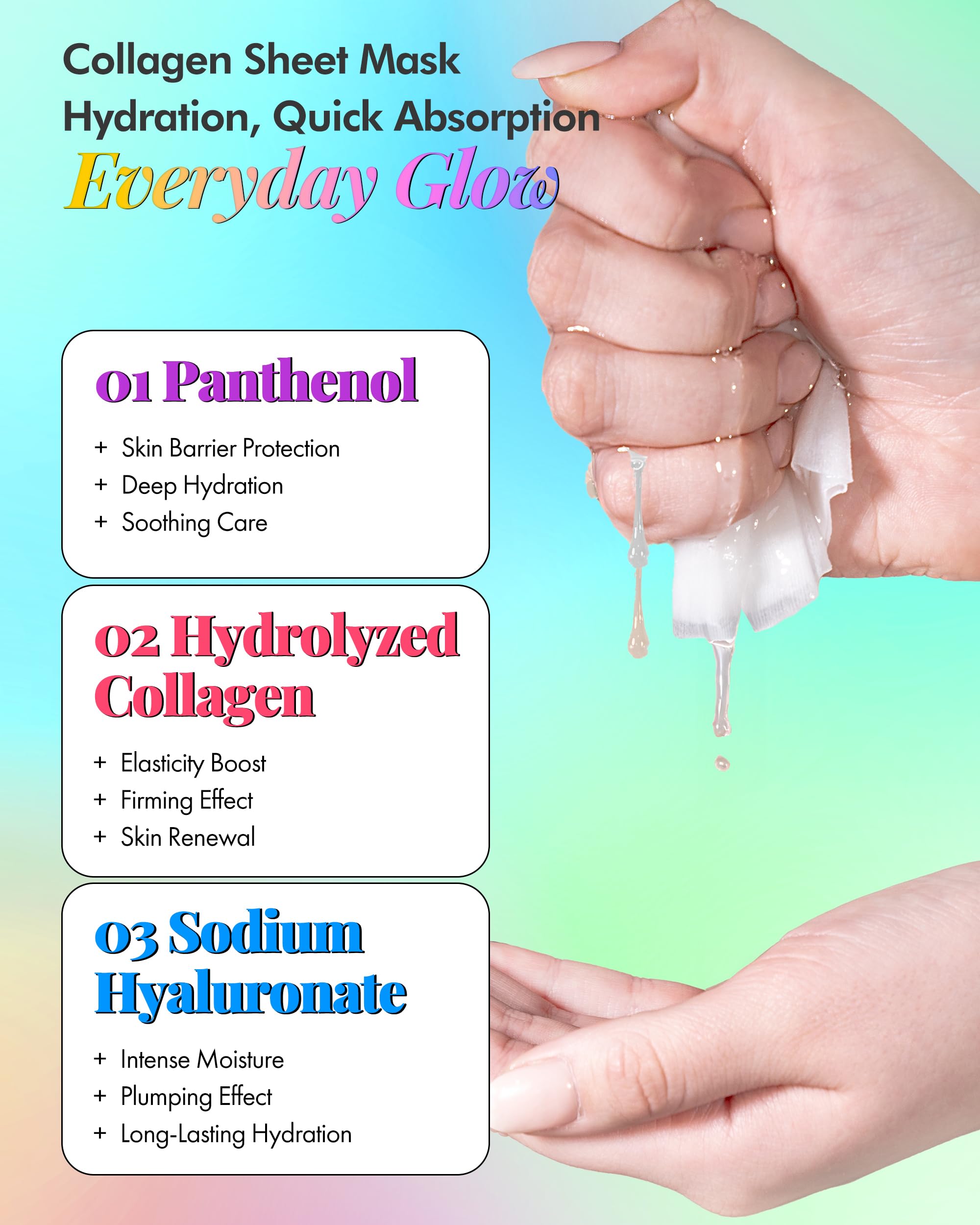 DERMAL Collagen Sheet Mask 16 Pack | Daily Glow Therapy - Image 6