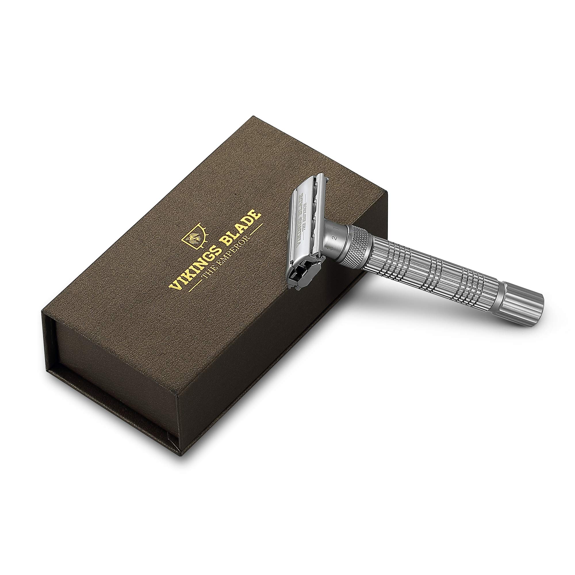 Vikings Blade The Emperor Adjustable Safety Razor (Frosted Chrome) | Lifelong Durability & Smooth Shave - Image 6