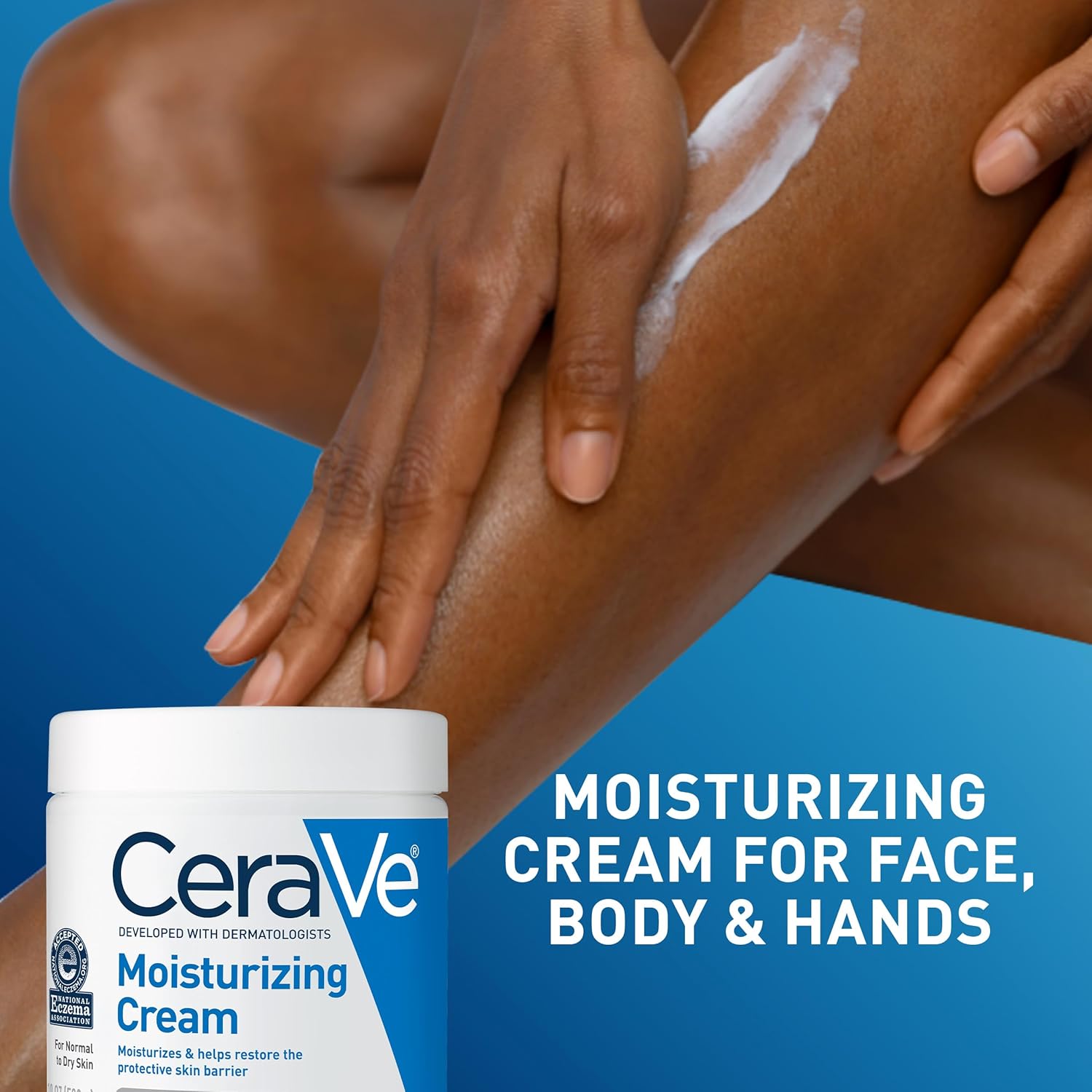 CeraVe Moisturizing Cream, Body and Face Moisturizer for Dry Skin, Body Cream with Hyaluronic Acid and Ceramides, Daily Moisturizer, Oil-Free, Fragrance Free, Non-Comedogenic, 19 Ounce - Image 5