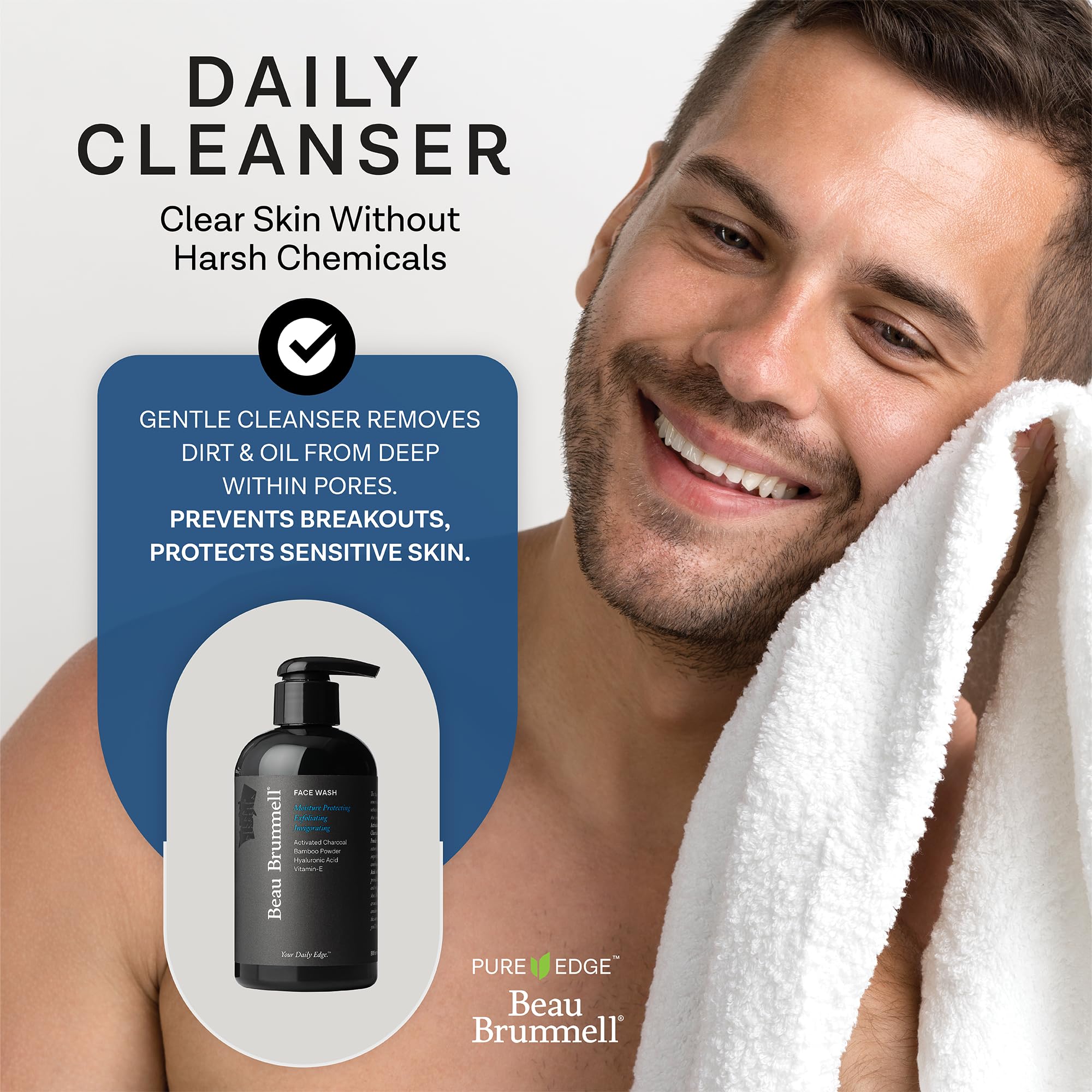 Beau Brummell Activated Charcoal Face Wash 237ml (8oz) | Gentle Exfoliation for Men - Image 5