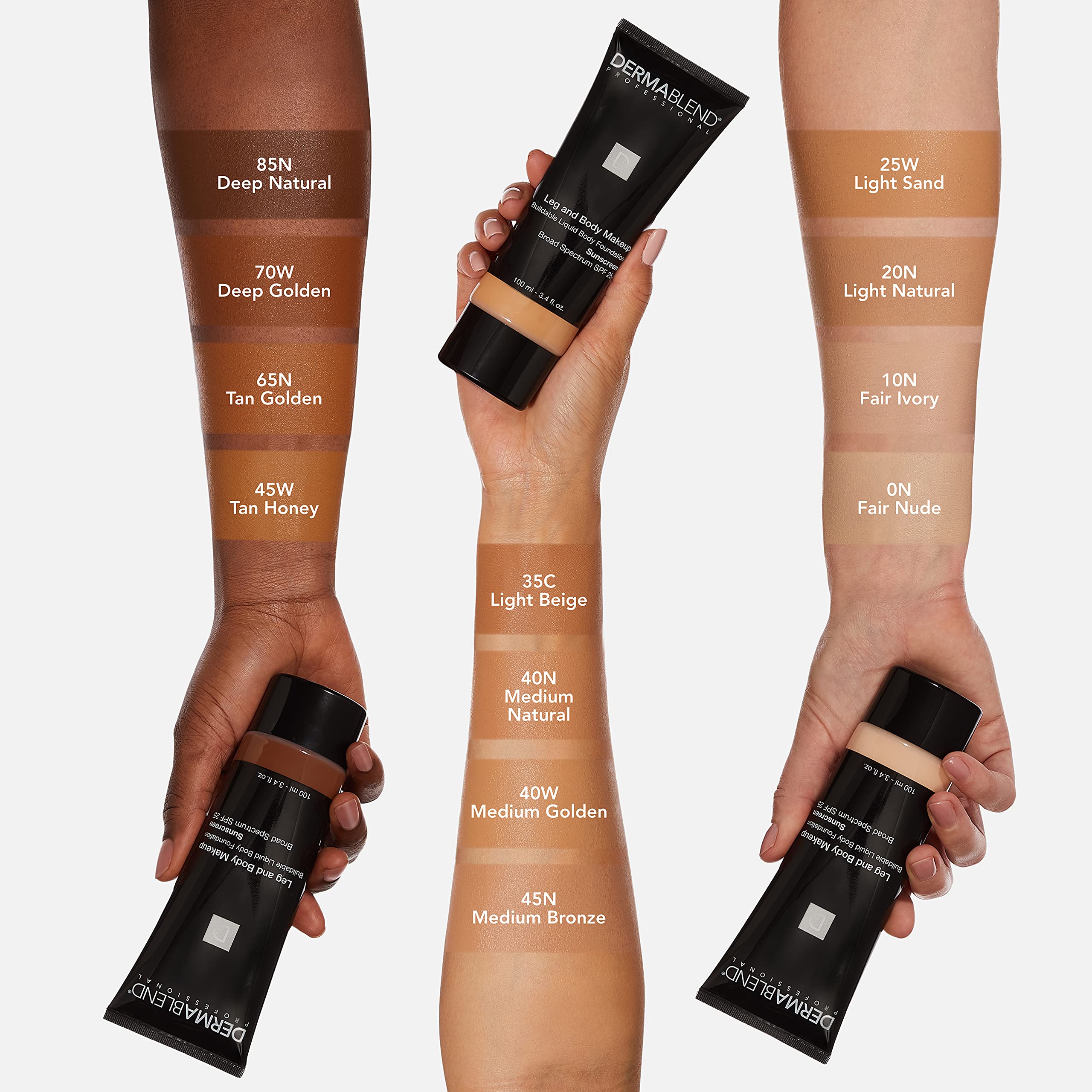 Dermablend Leg & Body Makeup 45N Medium Bronze 100ml (3.4oz) | Flawless Coverage, SPF 25 - Image 4