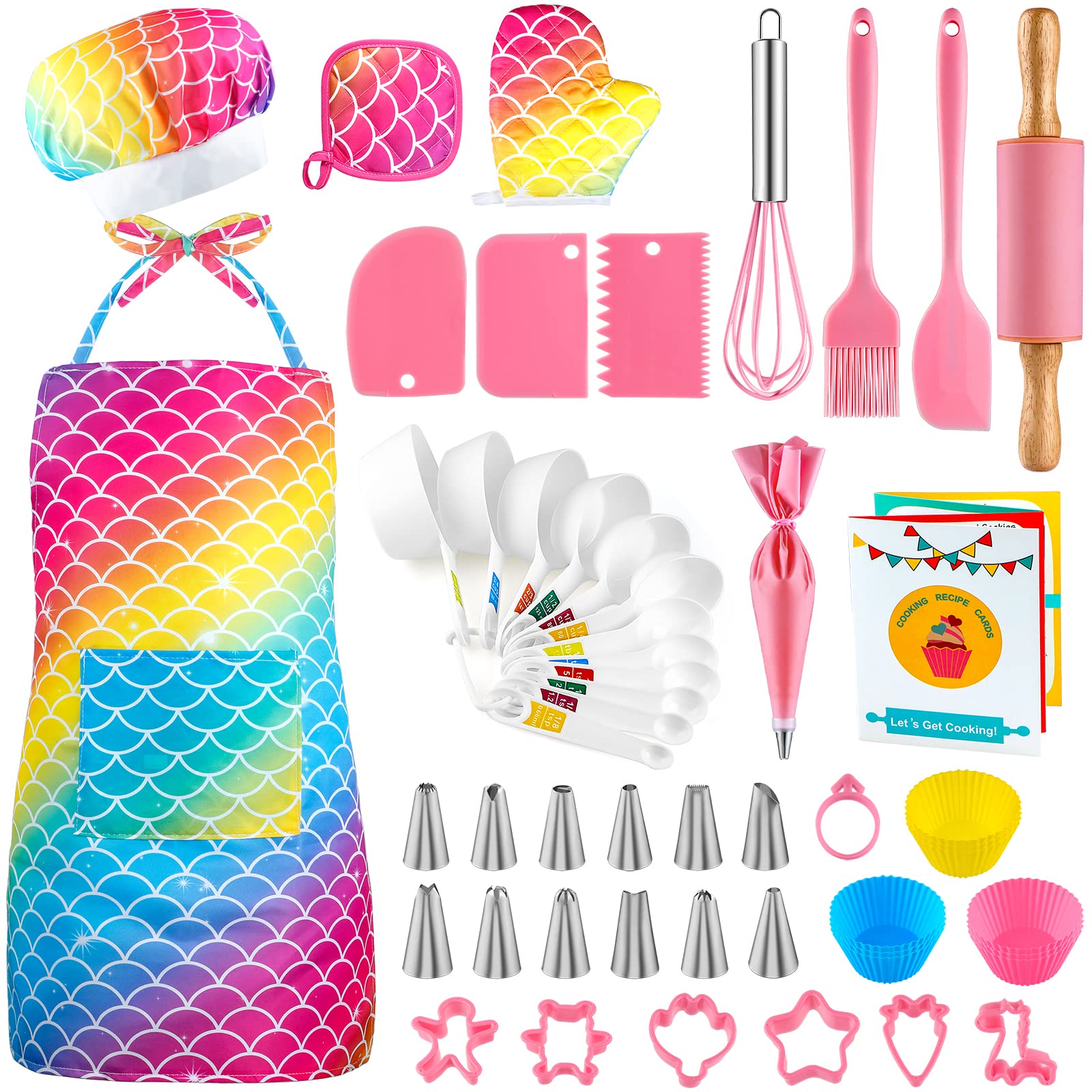 GIFTINBOX Kids 54-PC Cooking & Baking Set | Real Utensils for Junior Chefs
