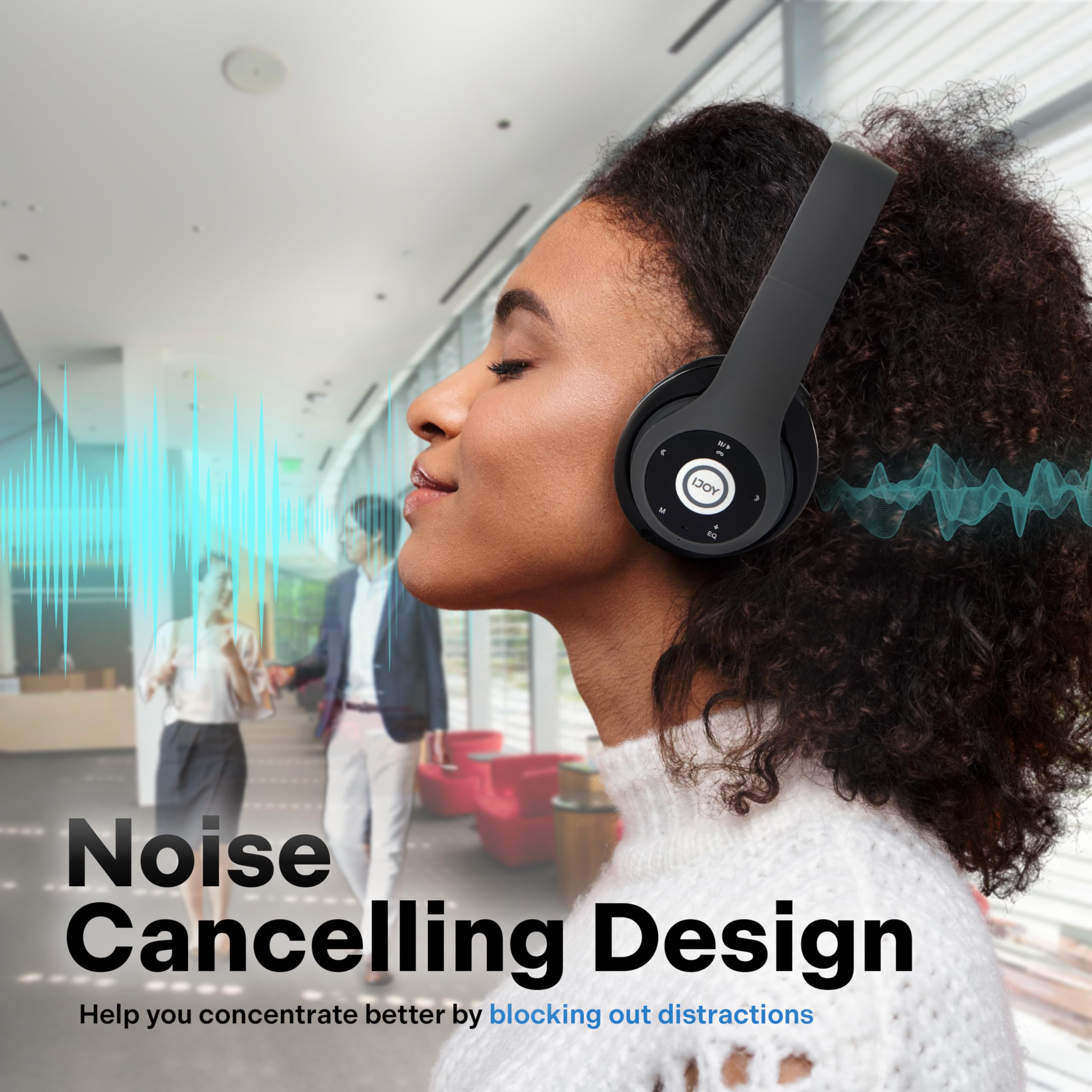 iJoy Bluetooth Headphones Over Ear (Stealth) | Immersive Sound & All-Day Comfort - Image 5