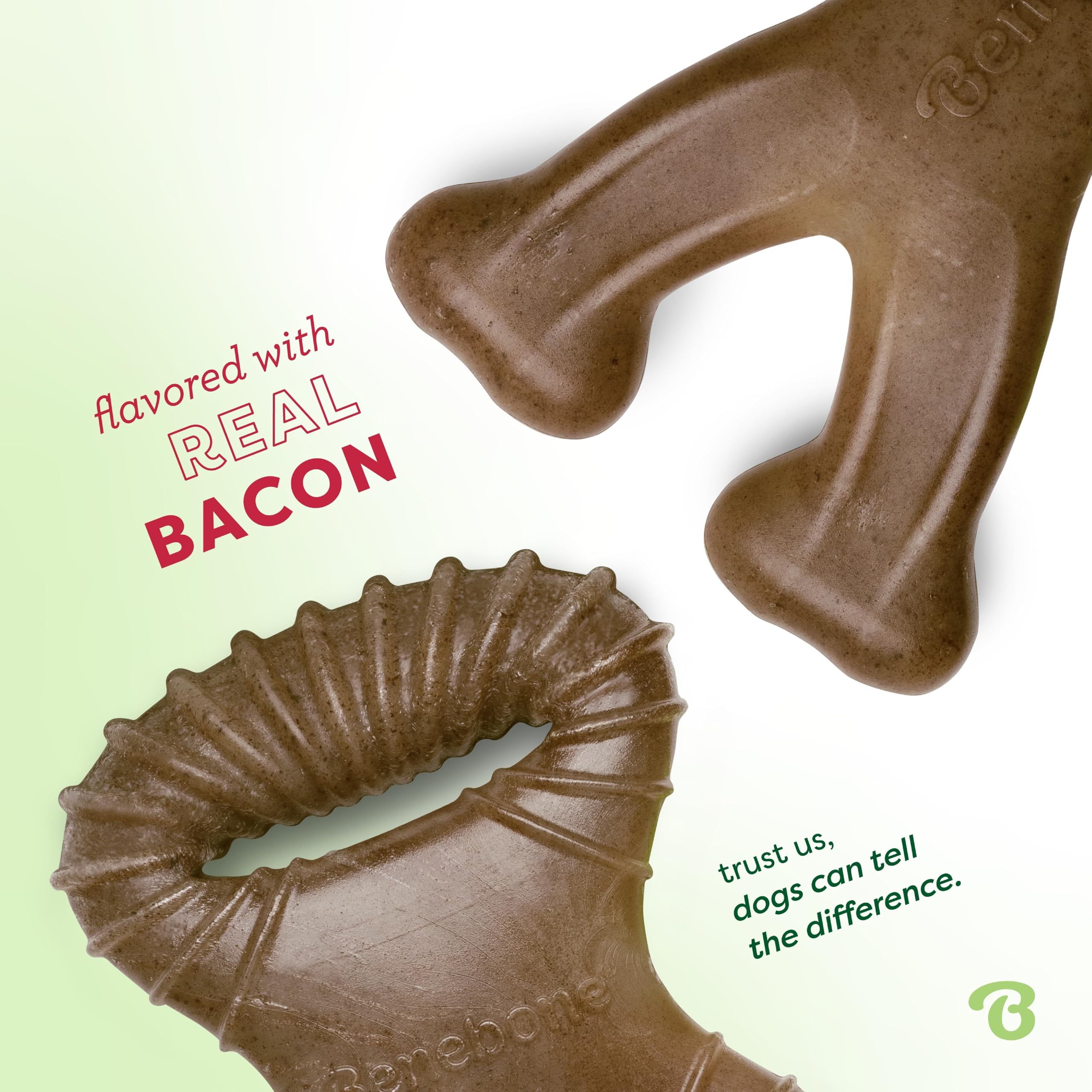 Benebone Tiny 2-Pack Dog Chew Toys, Made in USA, Real Bacon Flavor, Small thumbnail 2