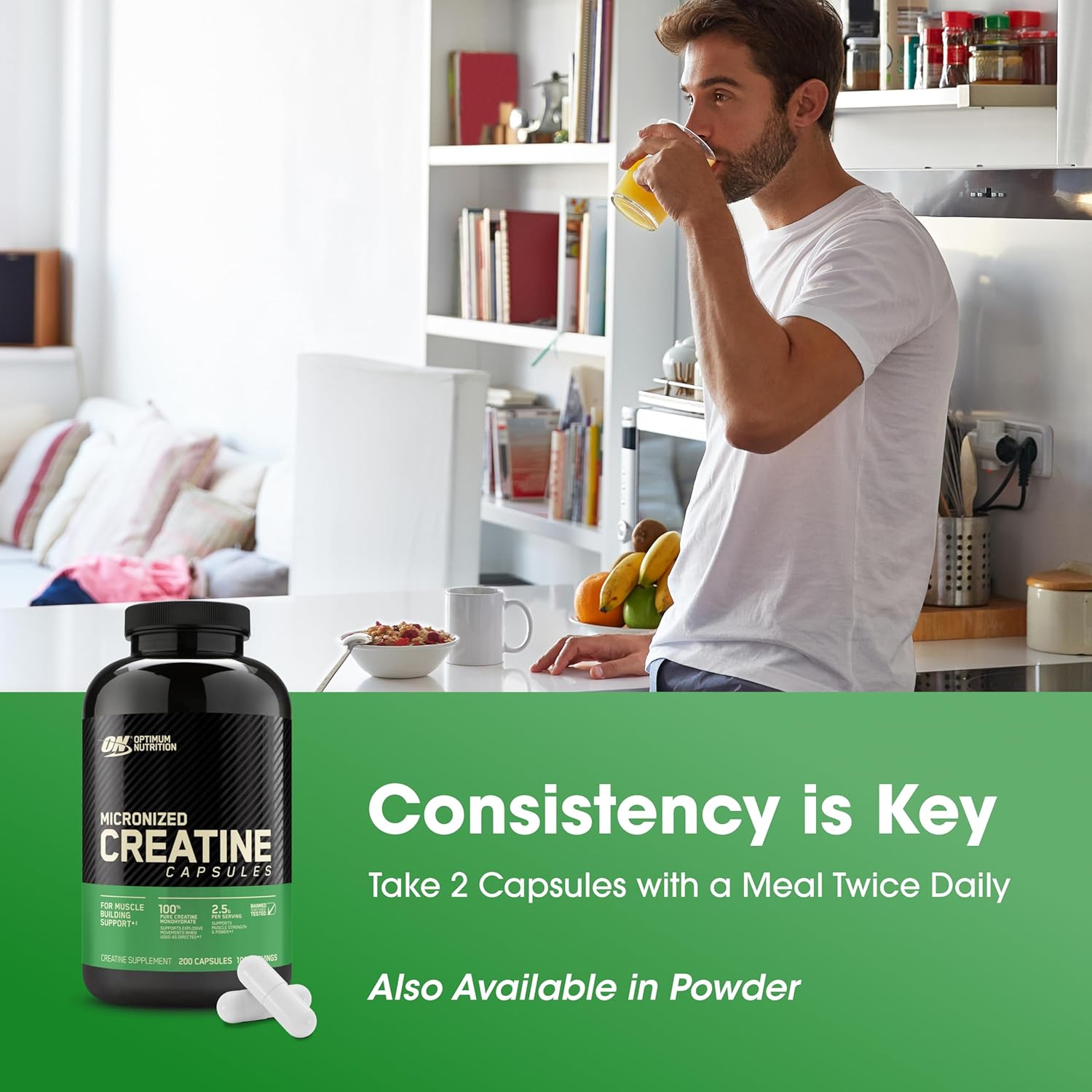 Optimum Nutrition Micronized Creatine Monohydrate Capsules, 2500 mg, 300 Capsules | 100% Pure, Keto-Friendly optimum nutrition + 2 thumbnail 6