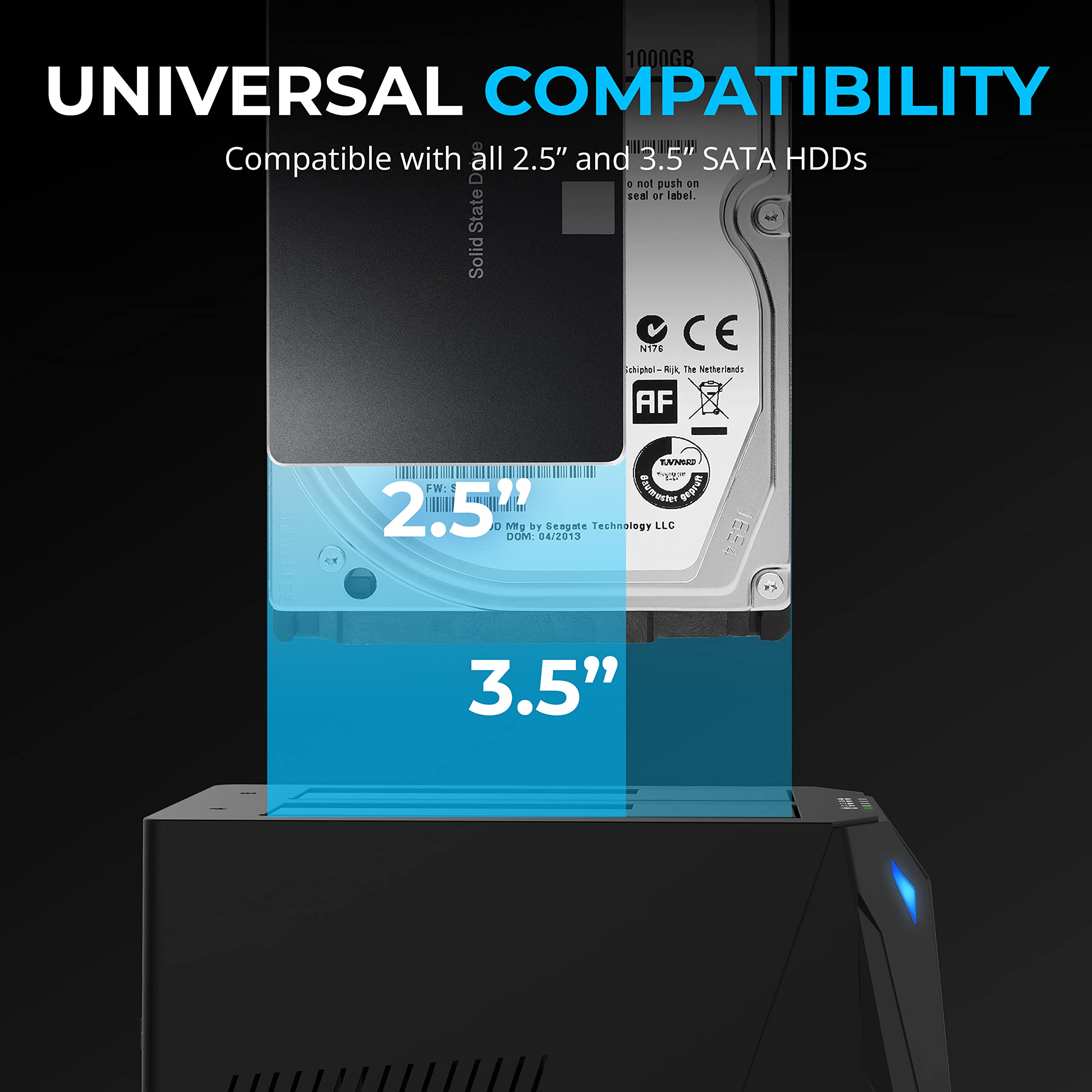 Sabrent Dual Bay HDD Docking Station with Cloner | Fast USB 3.0 Data Transfer & Cloning (150 chars) - Image 4