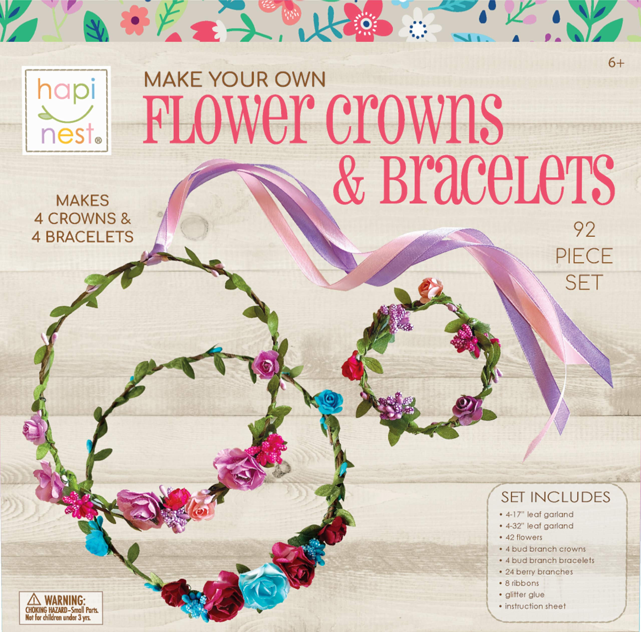 Hapinest Flower Crown & Bracelet Kit | Craft Magical Headbands & Jewelry (Ages 6+)