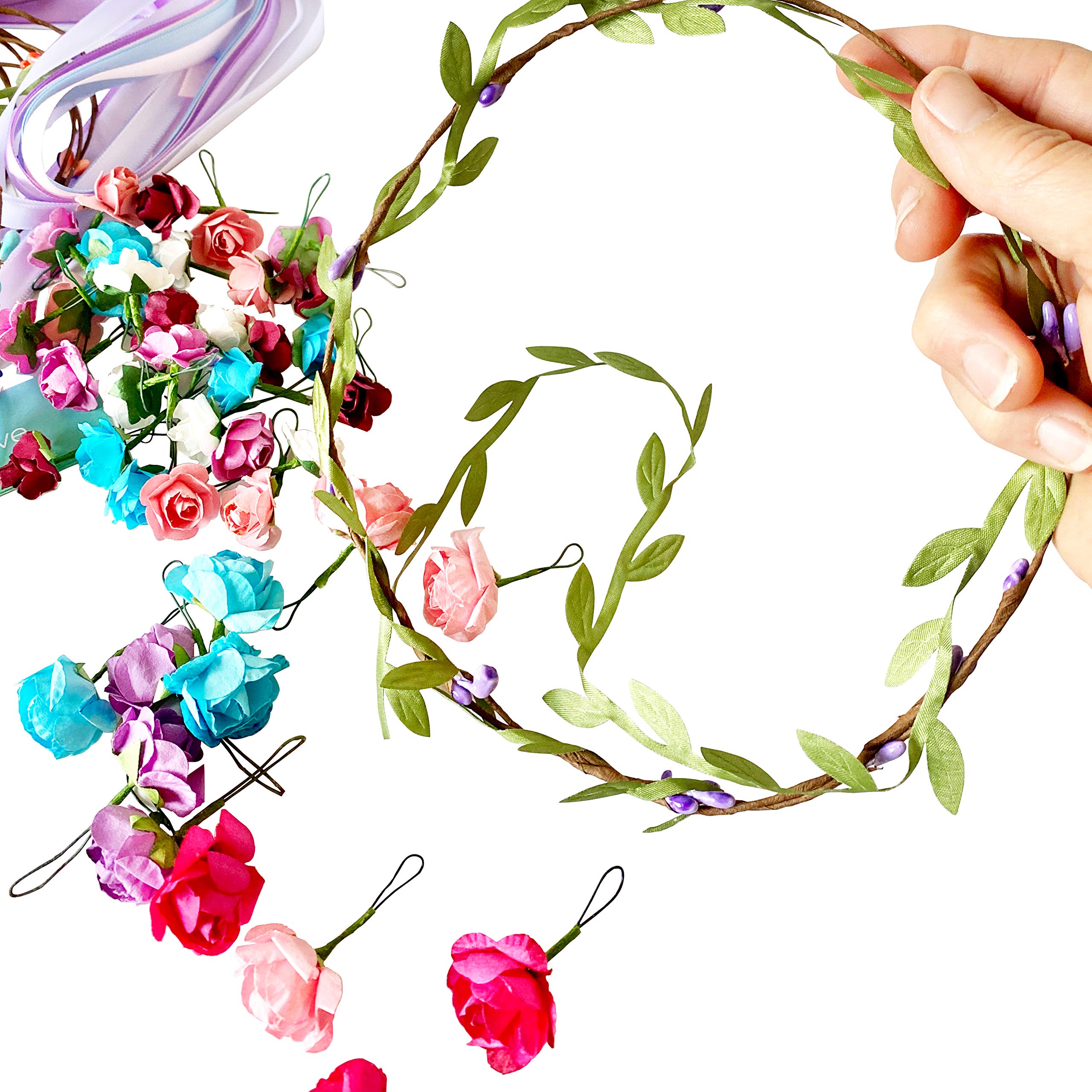 Hapinest Flower Crown & Bracelet Kit | Craft Magical Headbands & Jewelry (Ages 6+) - Image 5