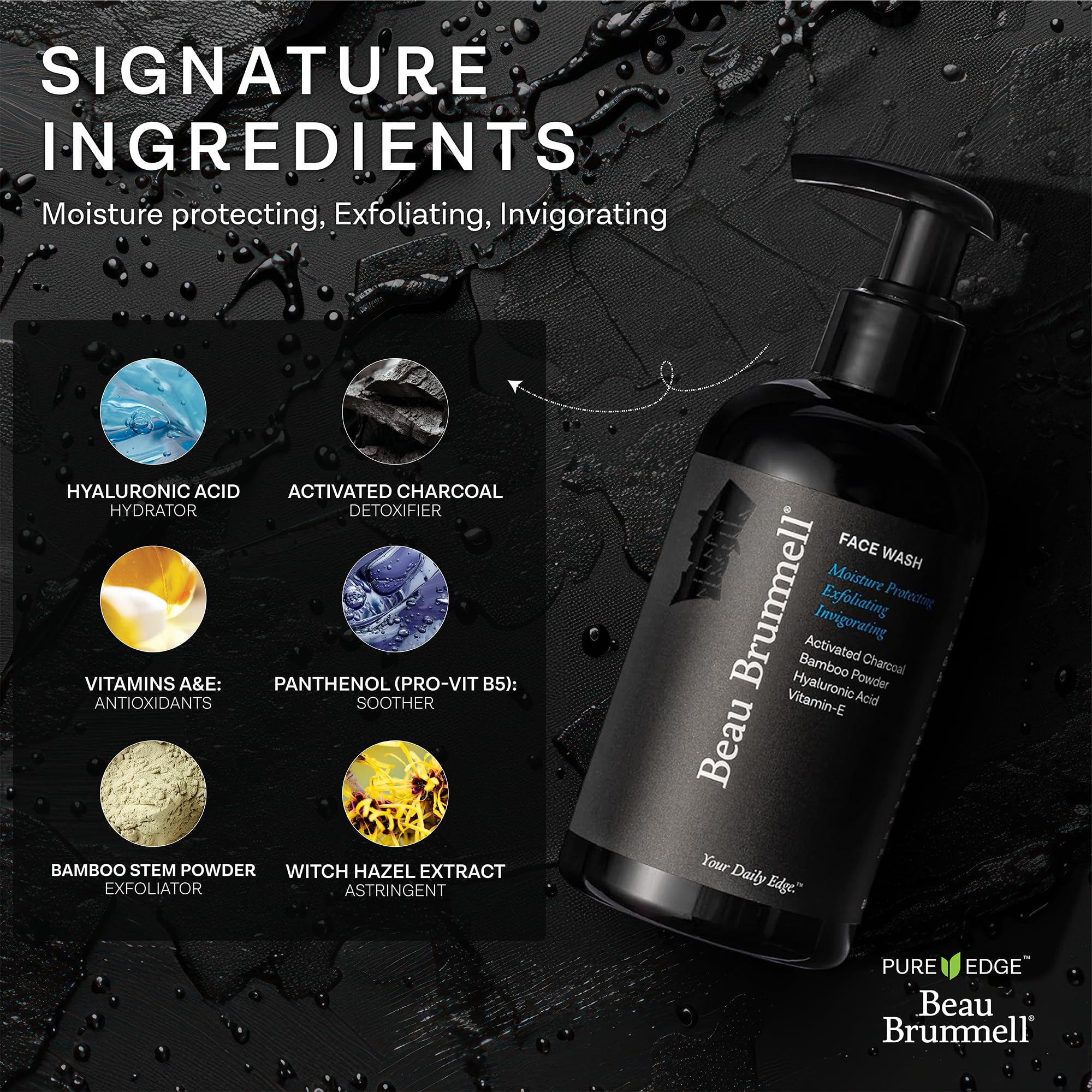 Beau Brummell Activated Charcoal Face Wash 237ml (8oz) | Gentle Exfoliation for Men - Image 6