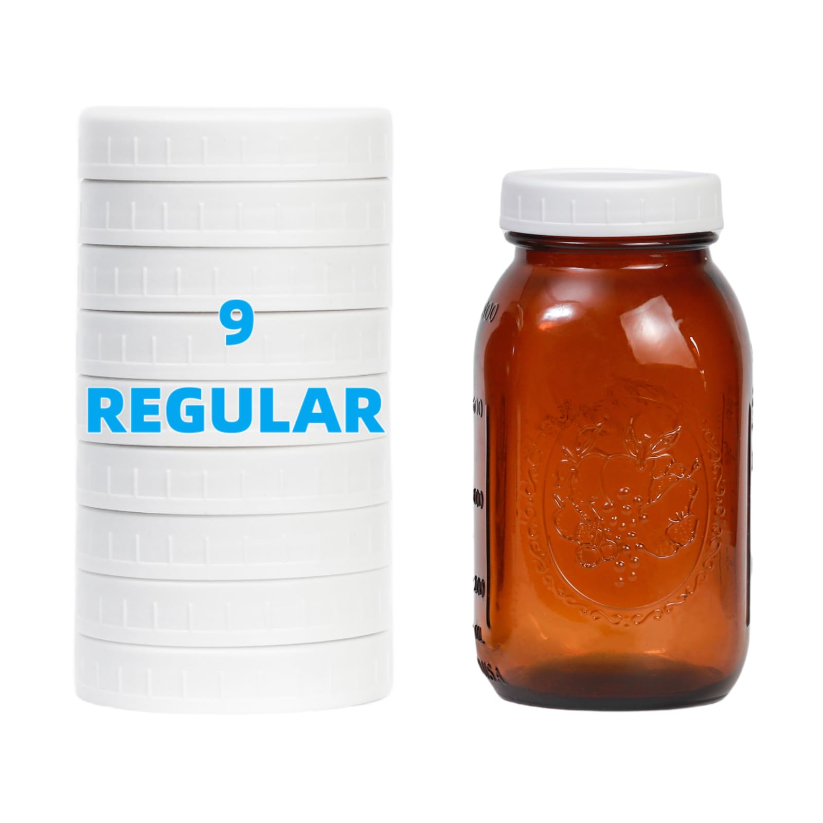 Bedgeta 9 Pack White Regular Mouth Mason Jar Lids | Perfect Leak-Proof Seal