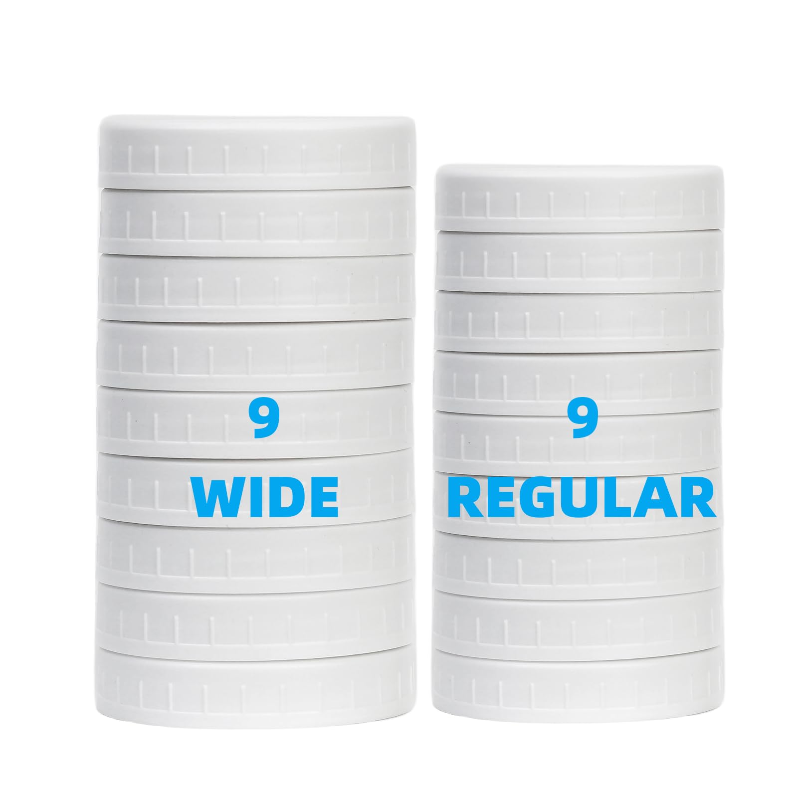 Jumterlee 18 Pack Mason Jar Lids (9 Wide Mouth, 9 Regular) | Leak-Proof & Durable Storage