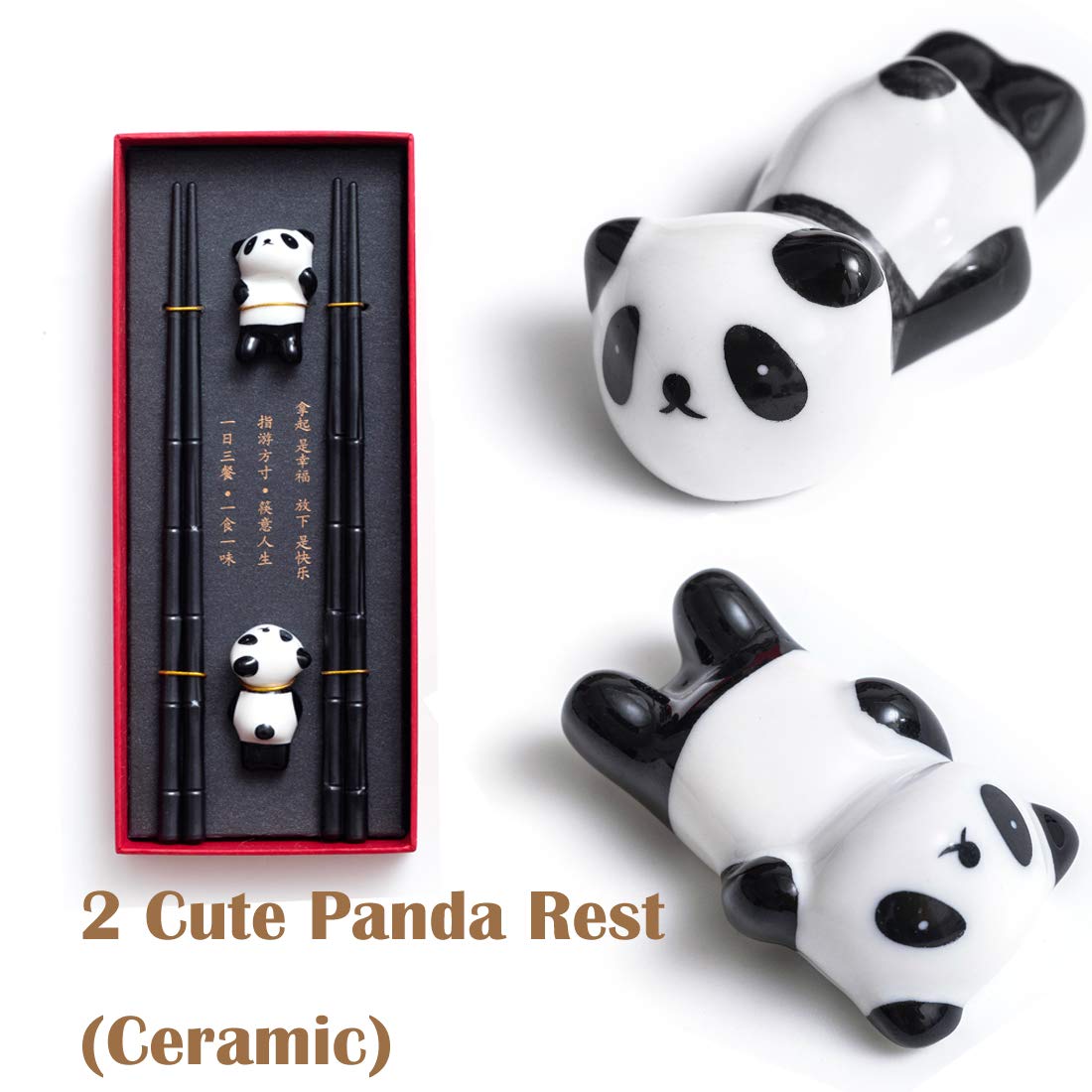 HauSun Panda Chopsticks & Rest Set 2 Pairs | Adorable & Easy Clean Gift Set - Image 6