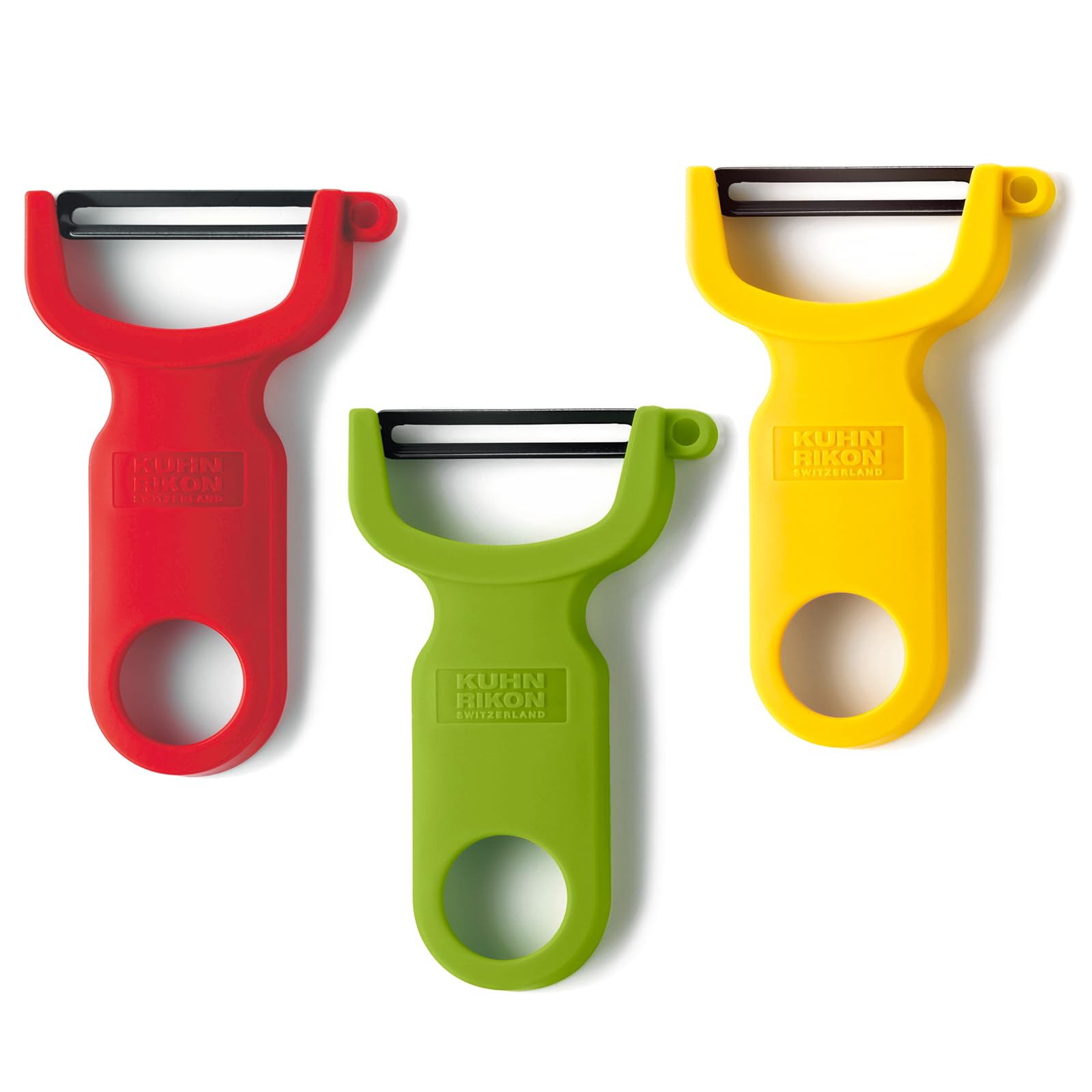 Kuhn Rikon Original Swiss Peeler 3-Pack Red/Green/Yellow | Effortless Peeling